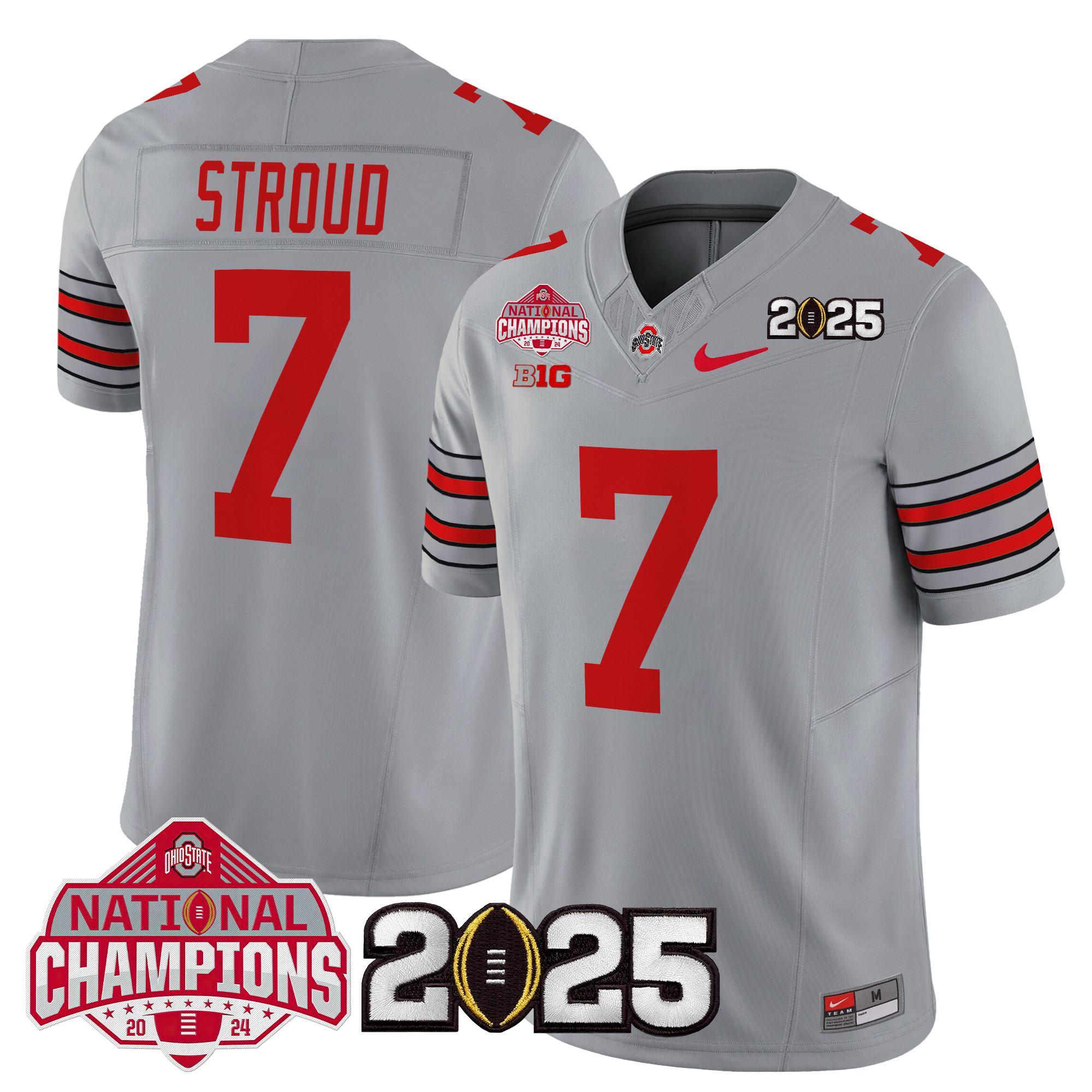 Men's Ohio State Buckeyes 'Heritage Stripe' 2025 National Champions Patch Vapor Limited Jersey - All Stitched