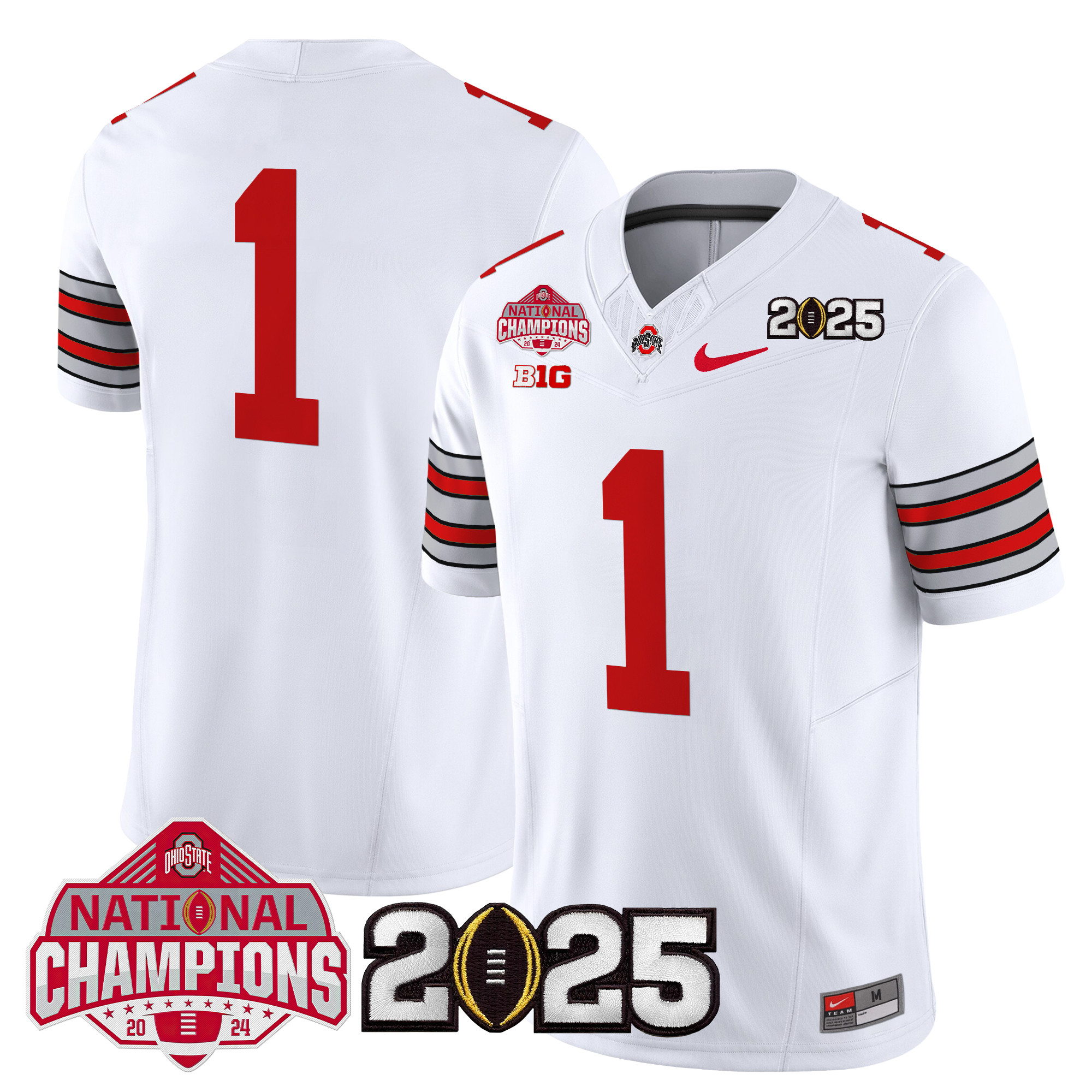 Men's Ohio State Buckeyes 'Heritage Stripe' 2025 National Champions Patch Vapor Limited Jersey - All Stitched