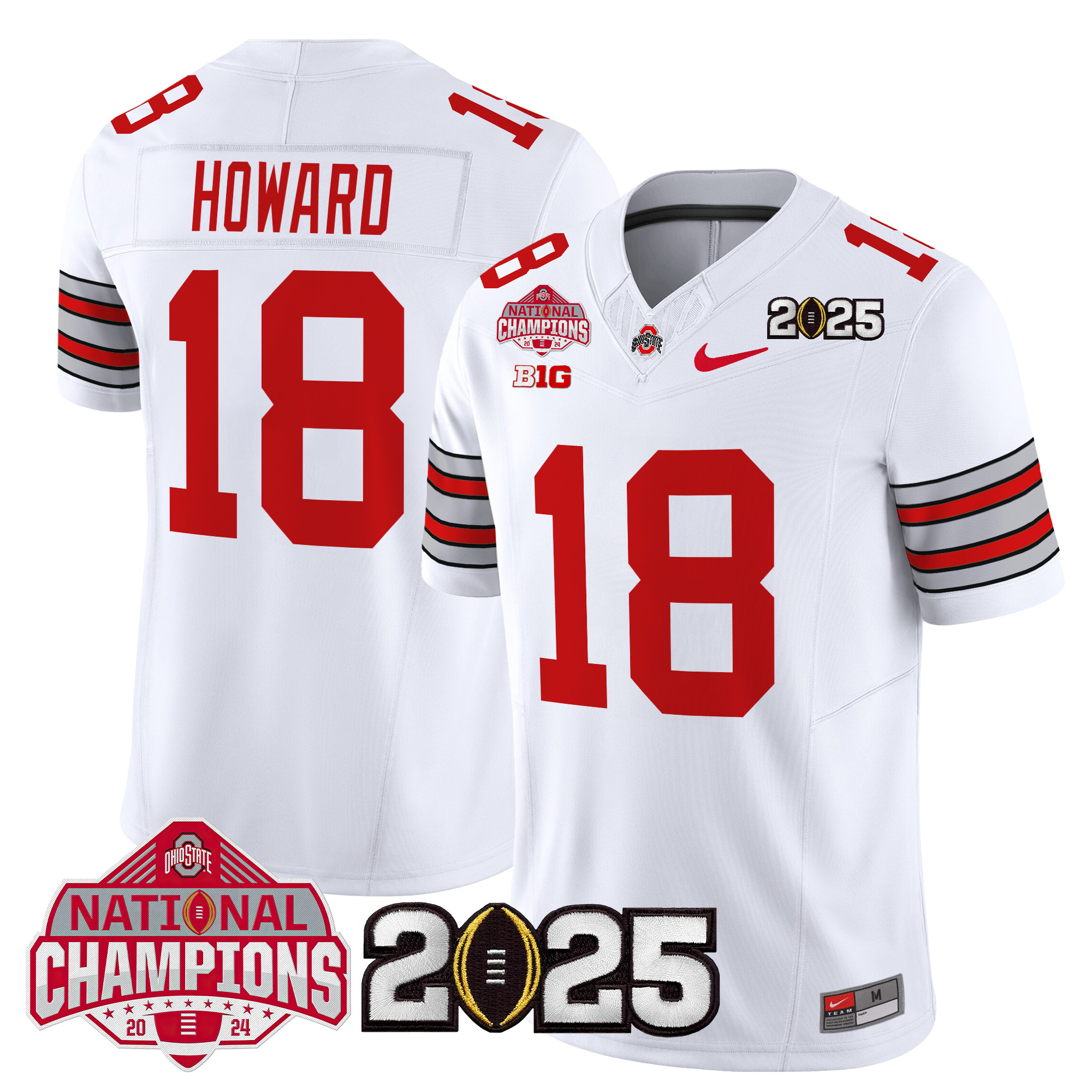 Men's Ohio State Buckeyes 'Heritage Stripe' 2025 National Champions Patch Vapor Limited Jersey - All Stitched