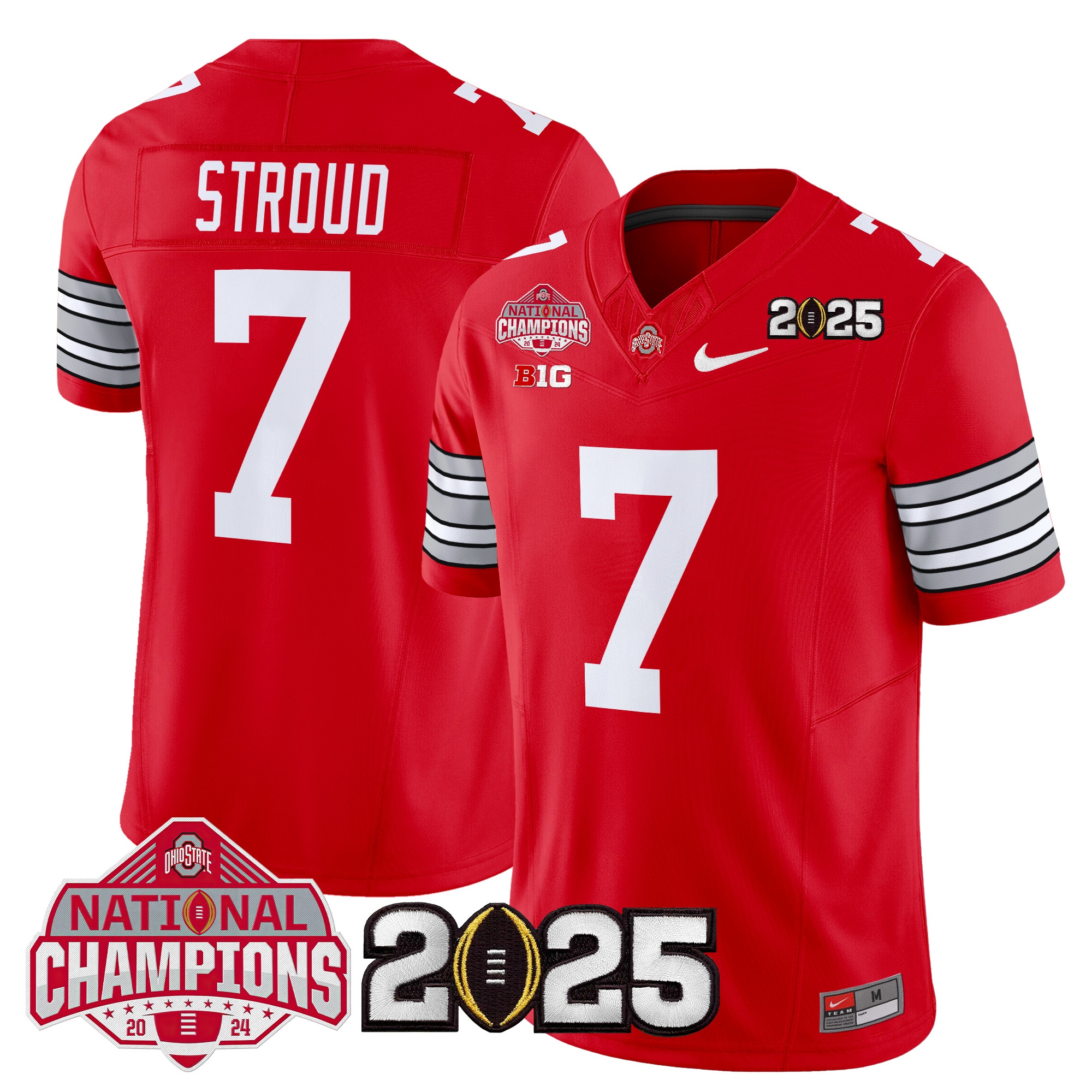 Men's Ohio State Buckeyes 'Heritage Stripe' 2025 National Champions Patch Vapor Limited Jersey - All Stitched