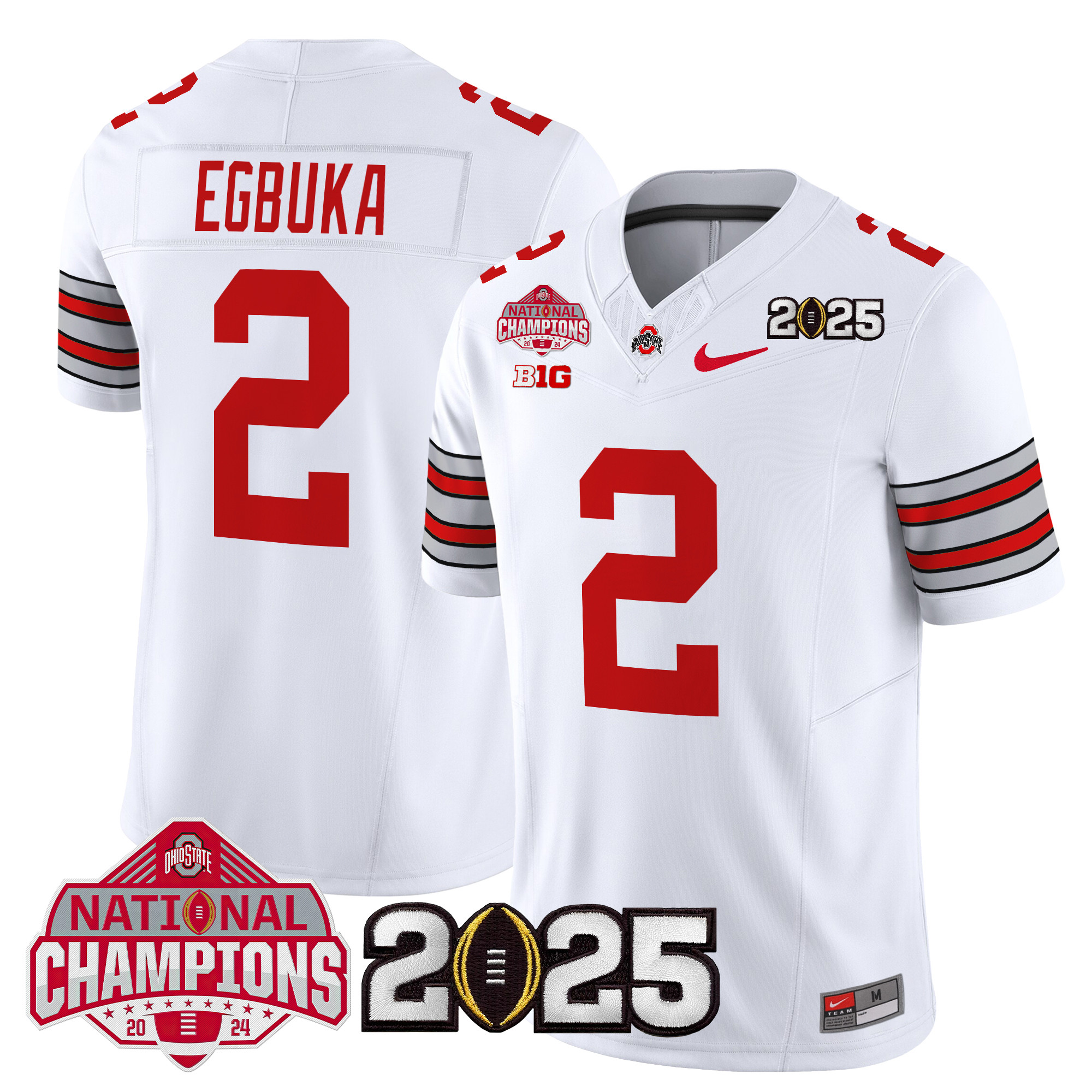 Men's Ohio State Buckeyes 'Heritage Stripe' 2025 National Champions Patch Vapor Limited Jersey - All Stitched