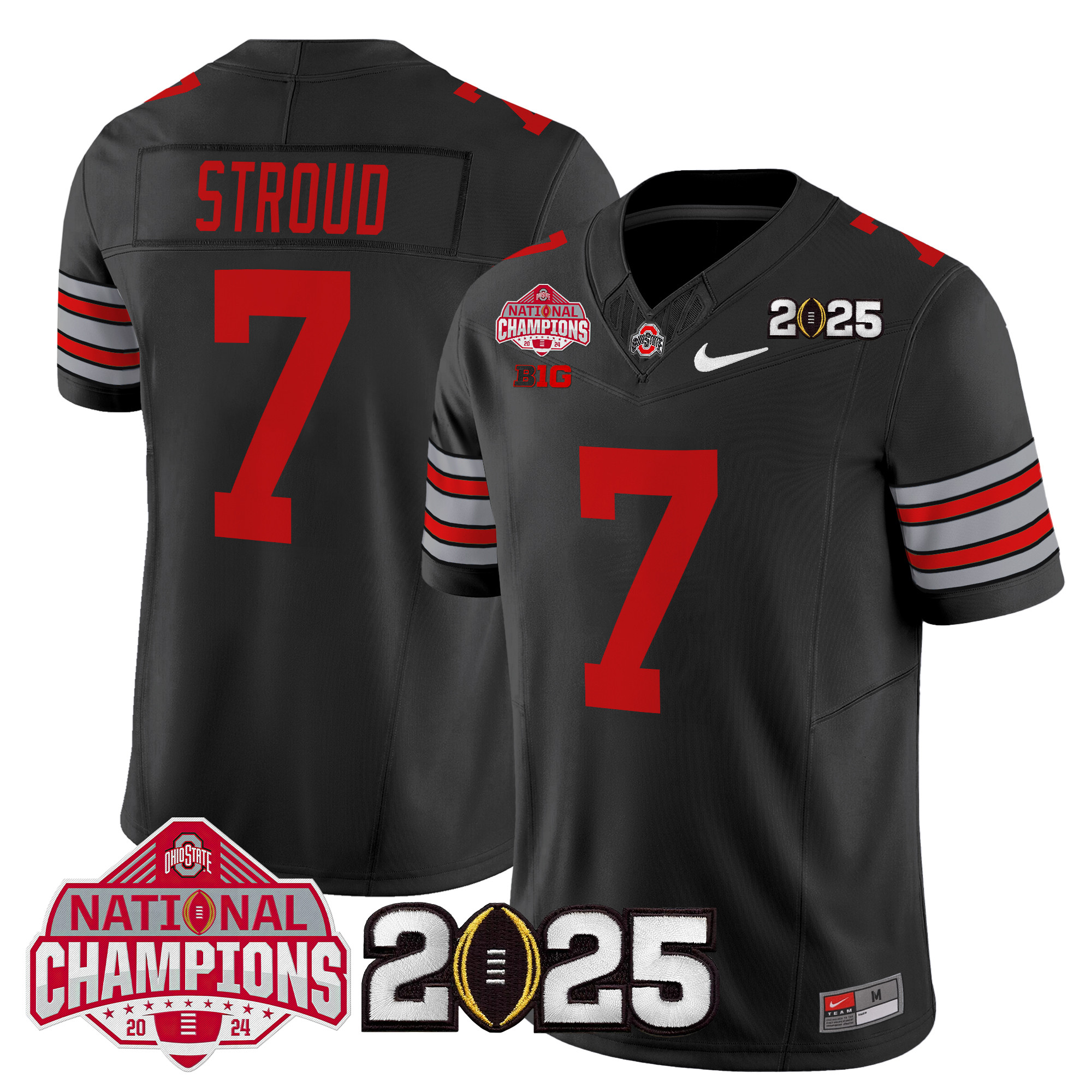 Men's Ohio State Buckeyes 'Heritage Stripe' 2025 National Champions Patch Vapor Limited Jersey - All Stitched