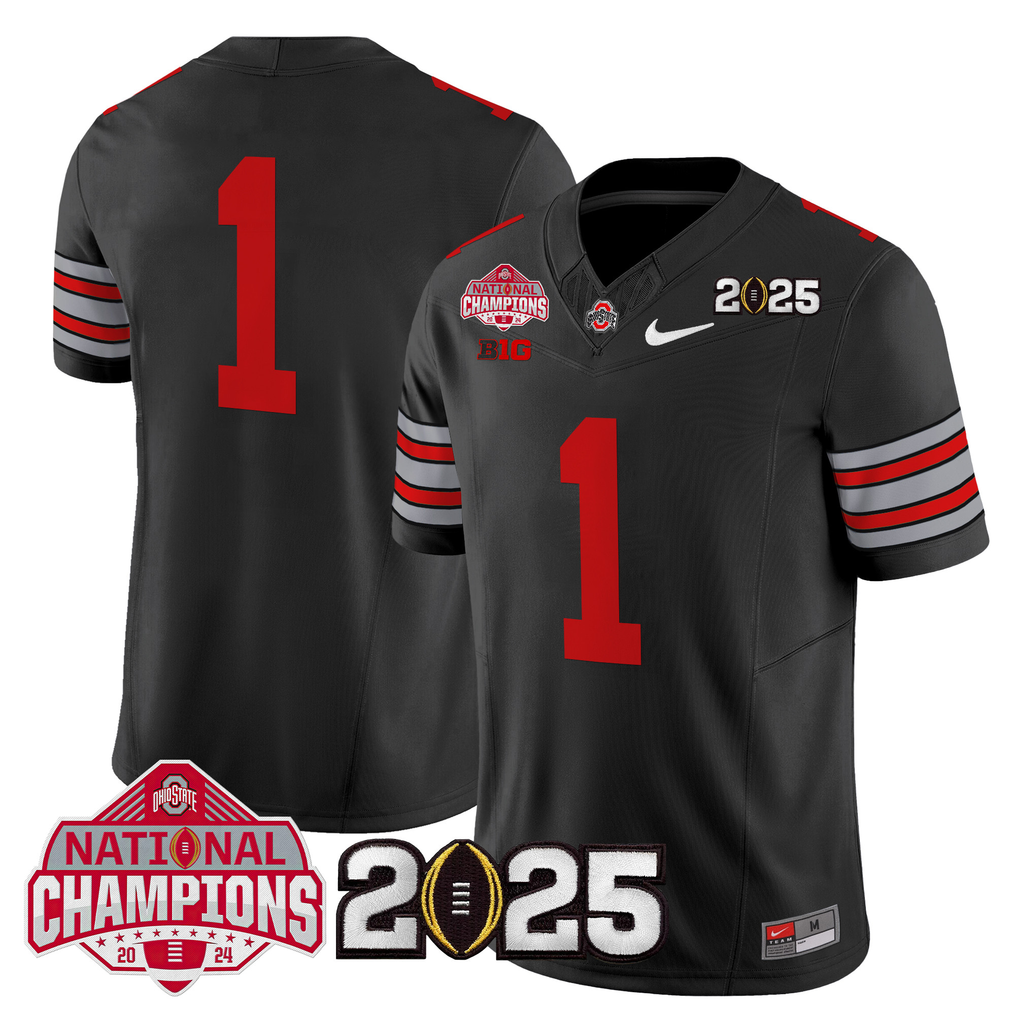 Men's Ohio State Buckeyes 'Heritage Stripe' 2025 National Champions Patch Vapor Limited Jersey - All Stitched