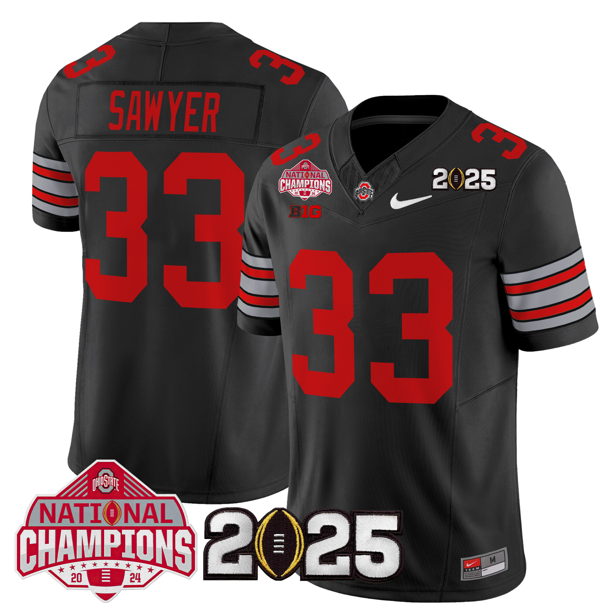 Men's Ohio State Buckeyes 'Heritage Stripe' 2025 National Champions Patch Vapor Limited Jersey - All Stitched