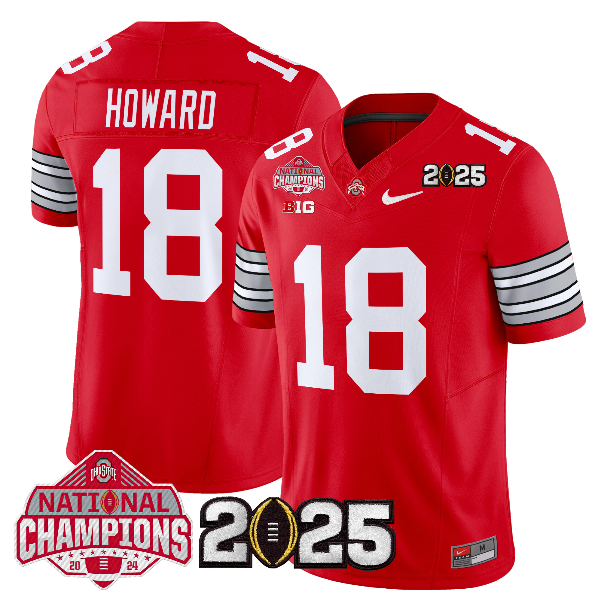 Men's Ohio State Buckeyes 'Heritage Stripe' 2025 National Champions Patch Vapor Limited Jersey - All Stitched