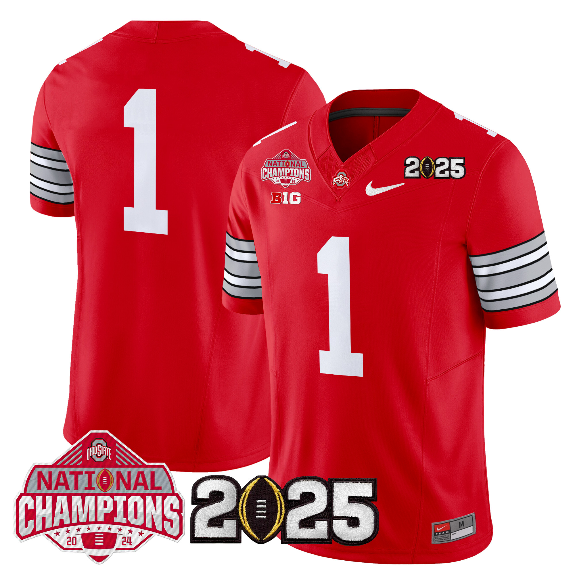 Men's Ohio State Buckeyes 'Heritage Stripe' 2025 National Champions Patch Vapor Limited Jersey - All Stitched