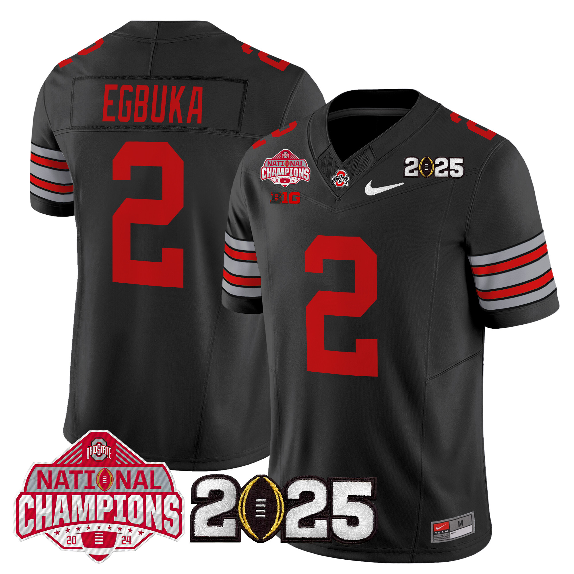 Men's Ohio State Buckeyes 'Heritage Stripe' 2025 National Champions Patch Vapor Limited Jersey - All Stitched