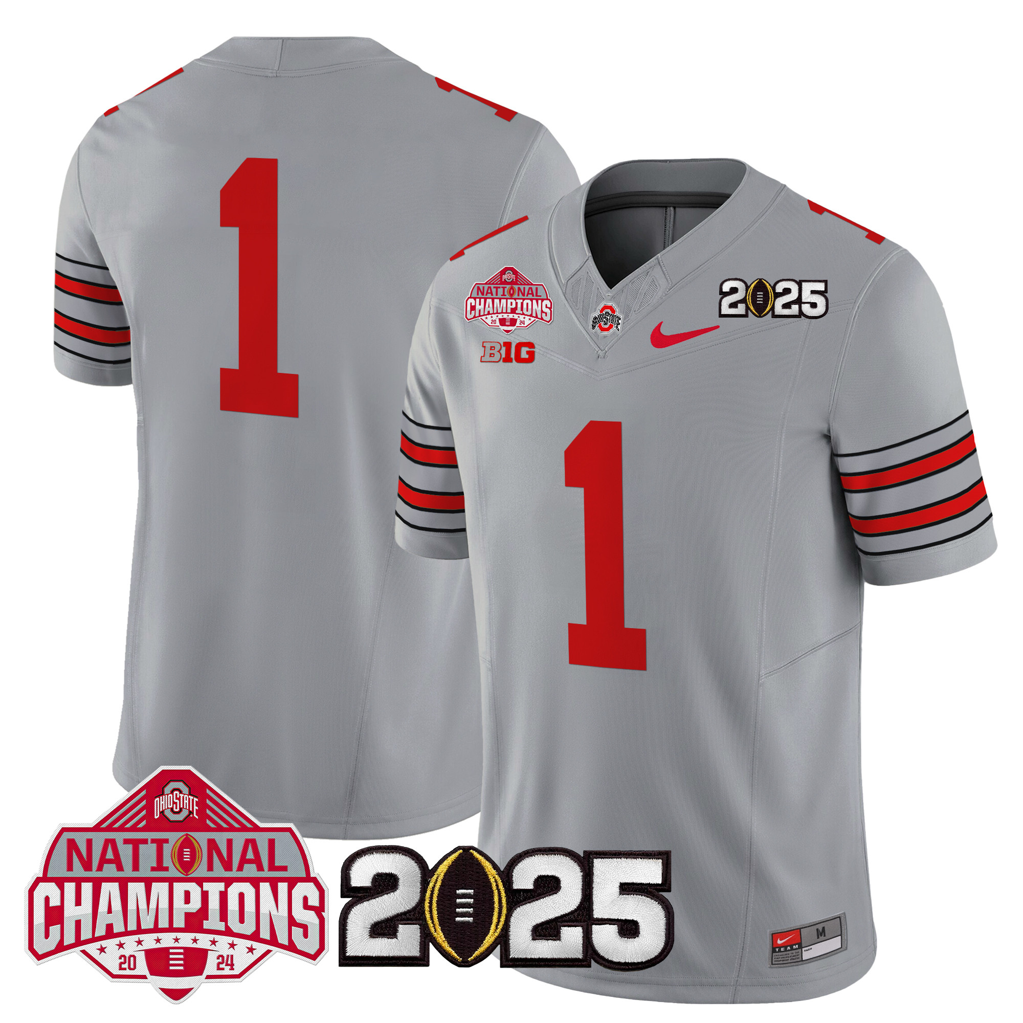 Men's Ohio State Buckeyes 'Heritage Stripe' 2025 National Champions Patch Vapor Limited Jersey - All Stitched