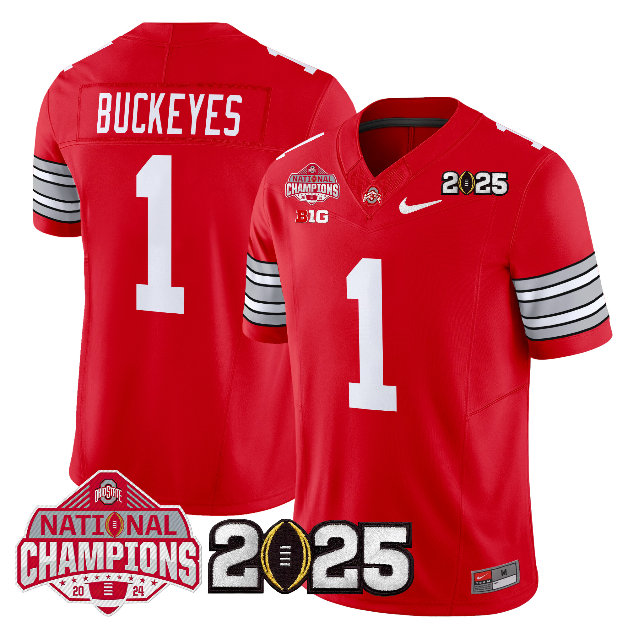 Men's Ohio State Buckeyes 'Heritage Stripe' 2025 National Champions Patch Vapor Limited Jersey - All Stitched