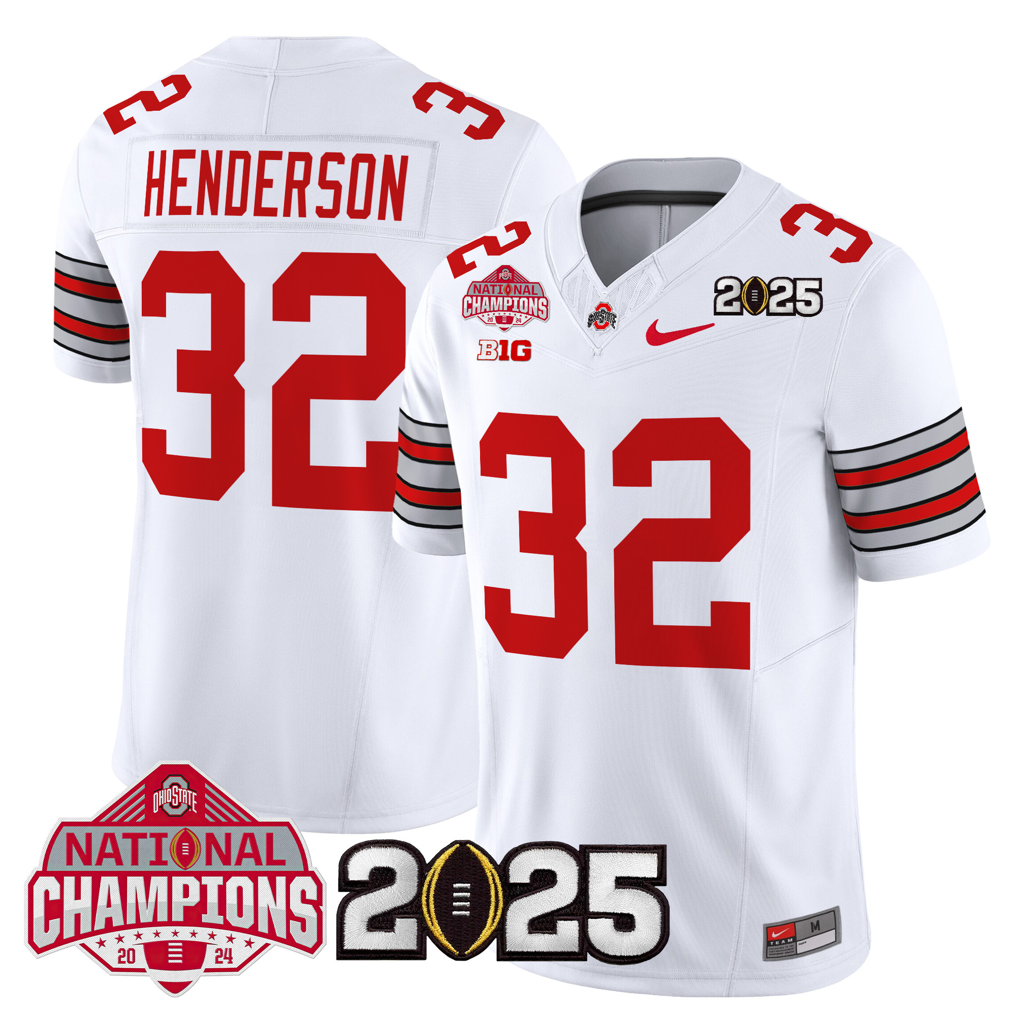 Men's Ohio State Buckeyes 'Heritage Stripe' 2025 National Champions Patch Vapor Limited Jersey - All Stitched