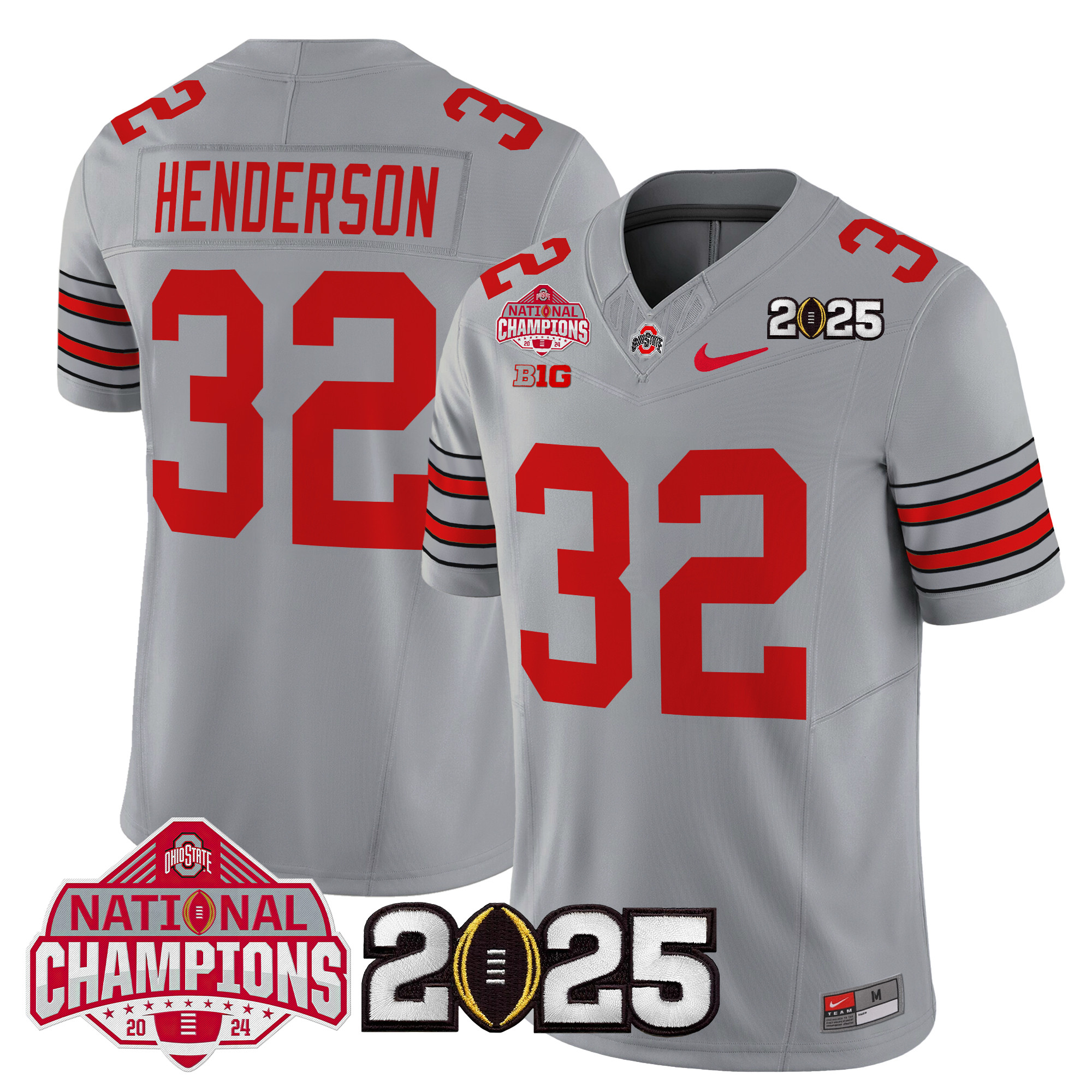 Men's Ohio State Buckeyes 'Heritage Stripe' 2025 National Champions Patch Vapor Limited Jersey - All Stitched