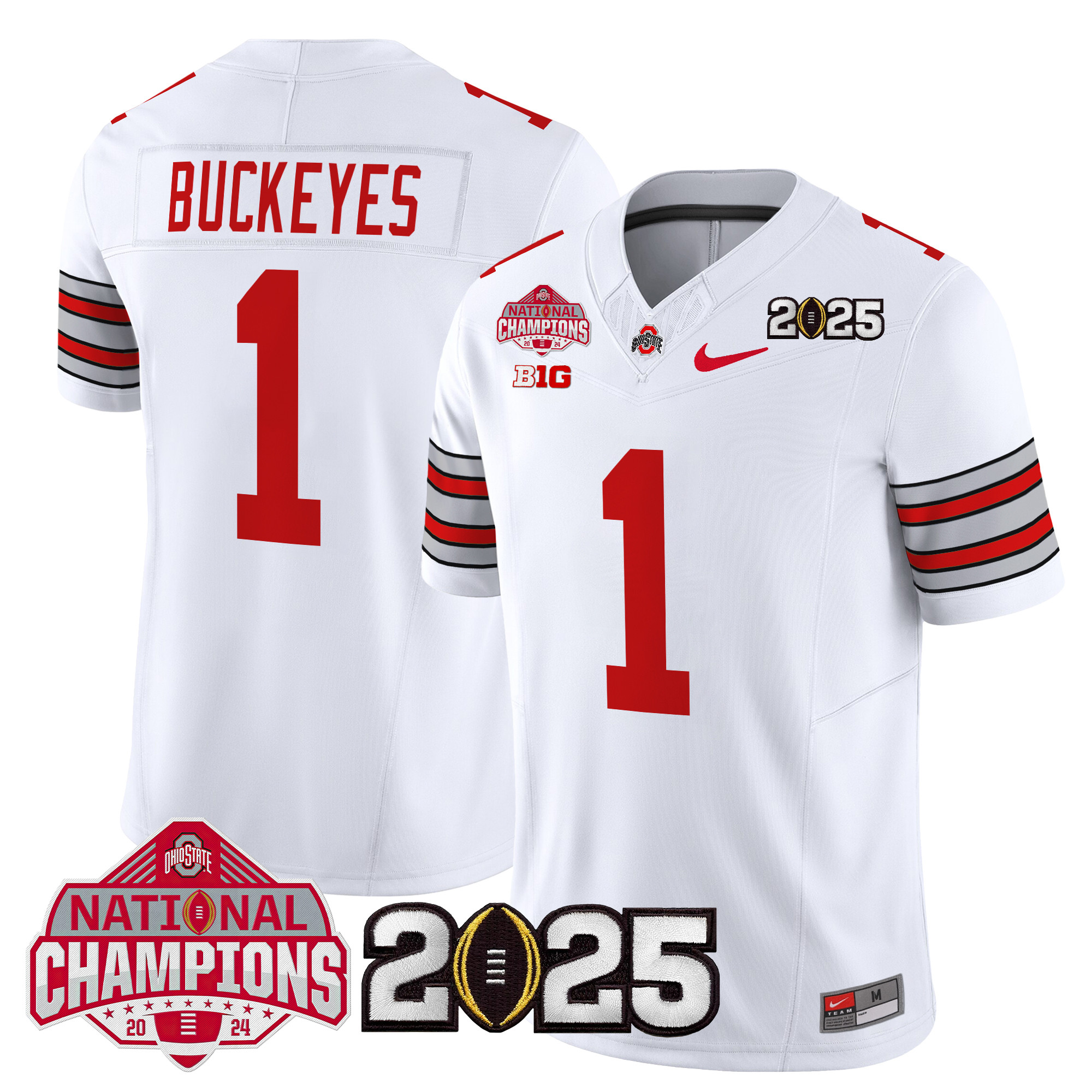 Men's Ohio State Buckeyes 'Heritage Stripe' 2025 National Champions Patch Vapor Limited Jersey - All Stitched