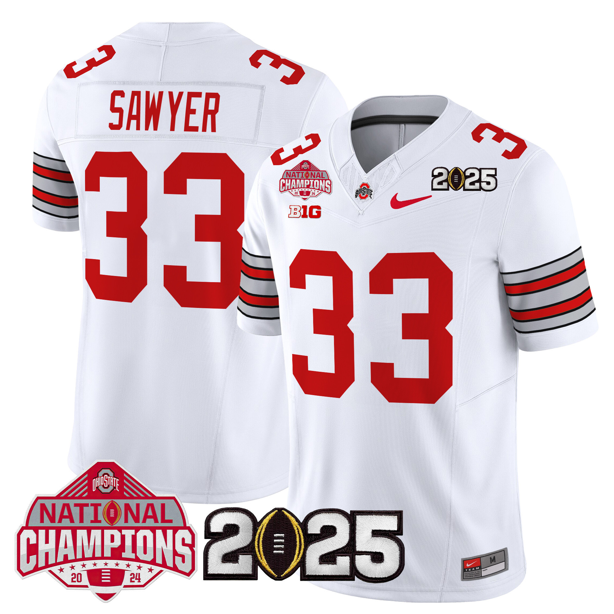 Men's Ohio State Buckeyes 'Heritage Stripe' 2025 National Champions Patch Vapor Limited Jersey - All Stitched