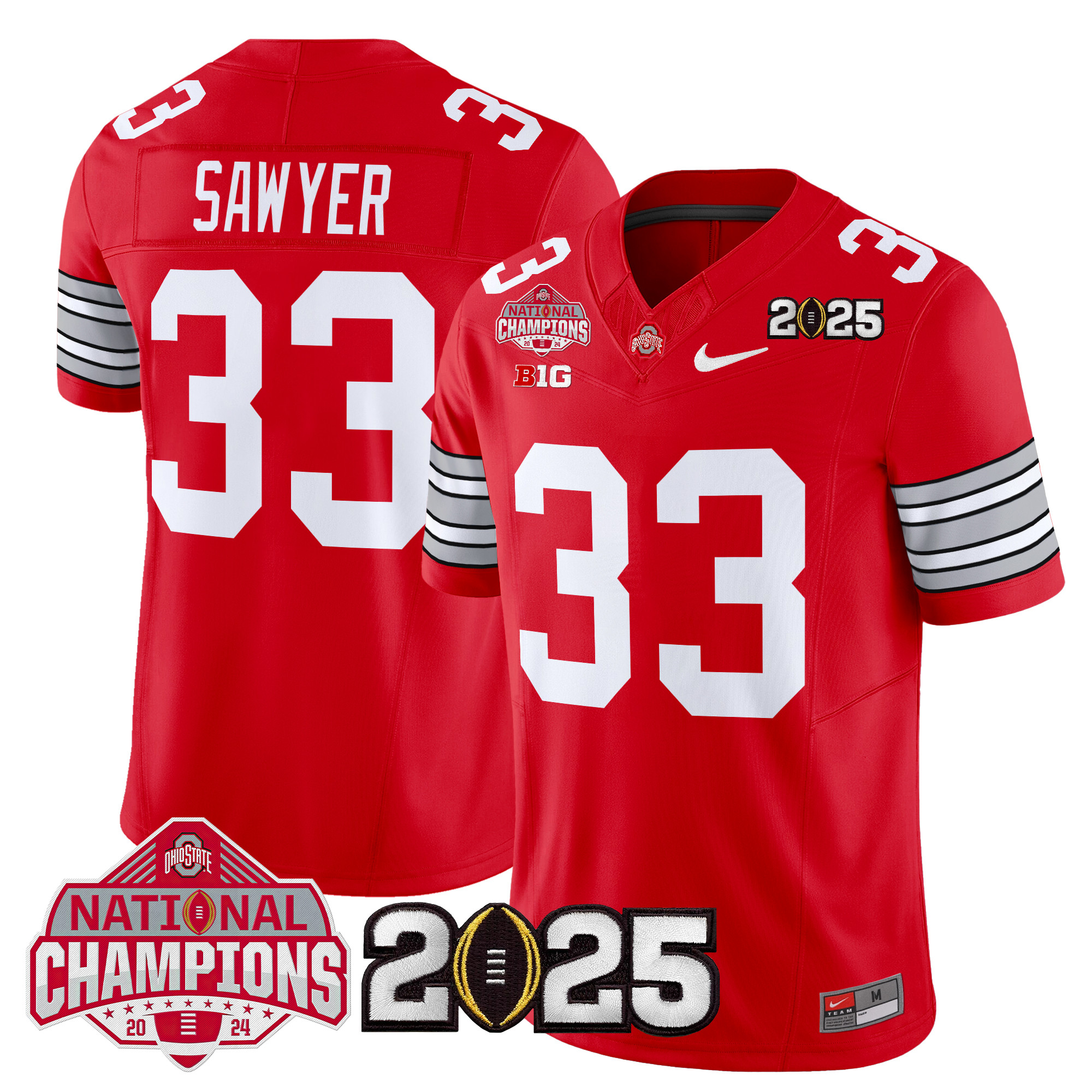 Men's Ohio State Buckeyes 'Heritage Stripe' 2025 National Champions Patch Vapor Limited Jersey - All Stitched