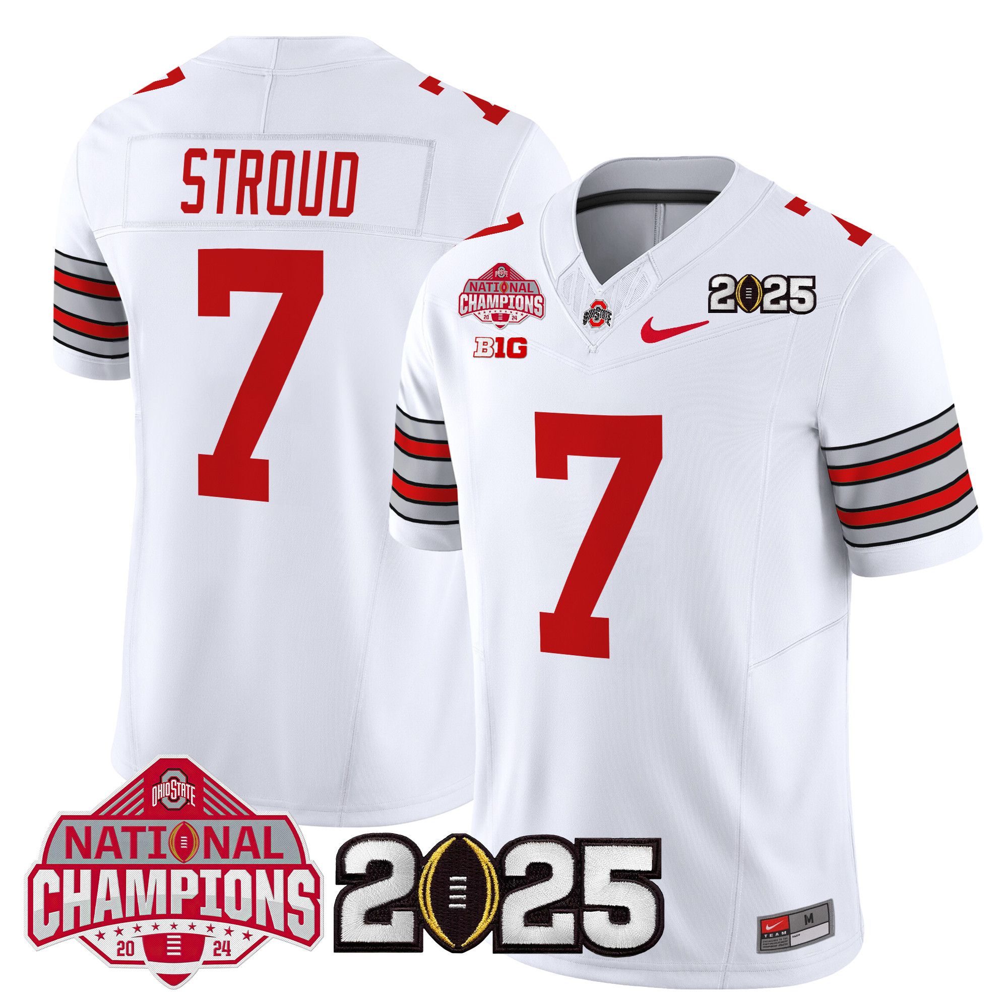 Men's Ohio State Buckeyes 'Heritage Stripe' 2025 National Champions Patch Vapor Limited Jersey - All Stitched