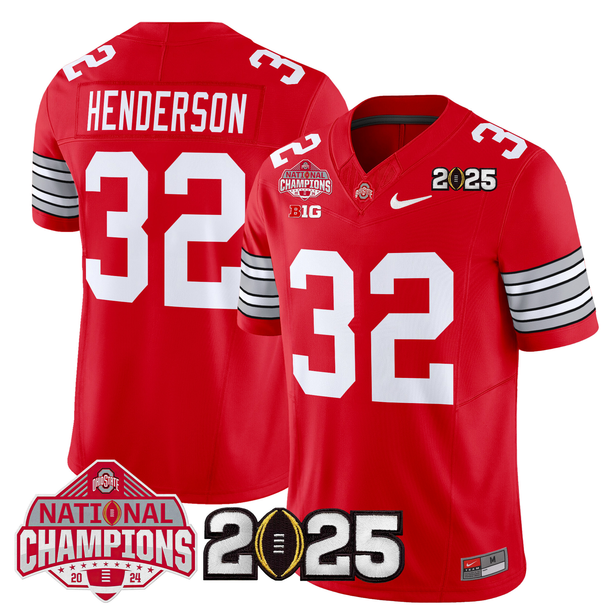 Men's Ohio State Buckeyes 'Heritage Stripe' 2025 National Champions Patch Vapor Limited Jersey - All Stitched