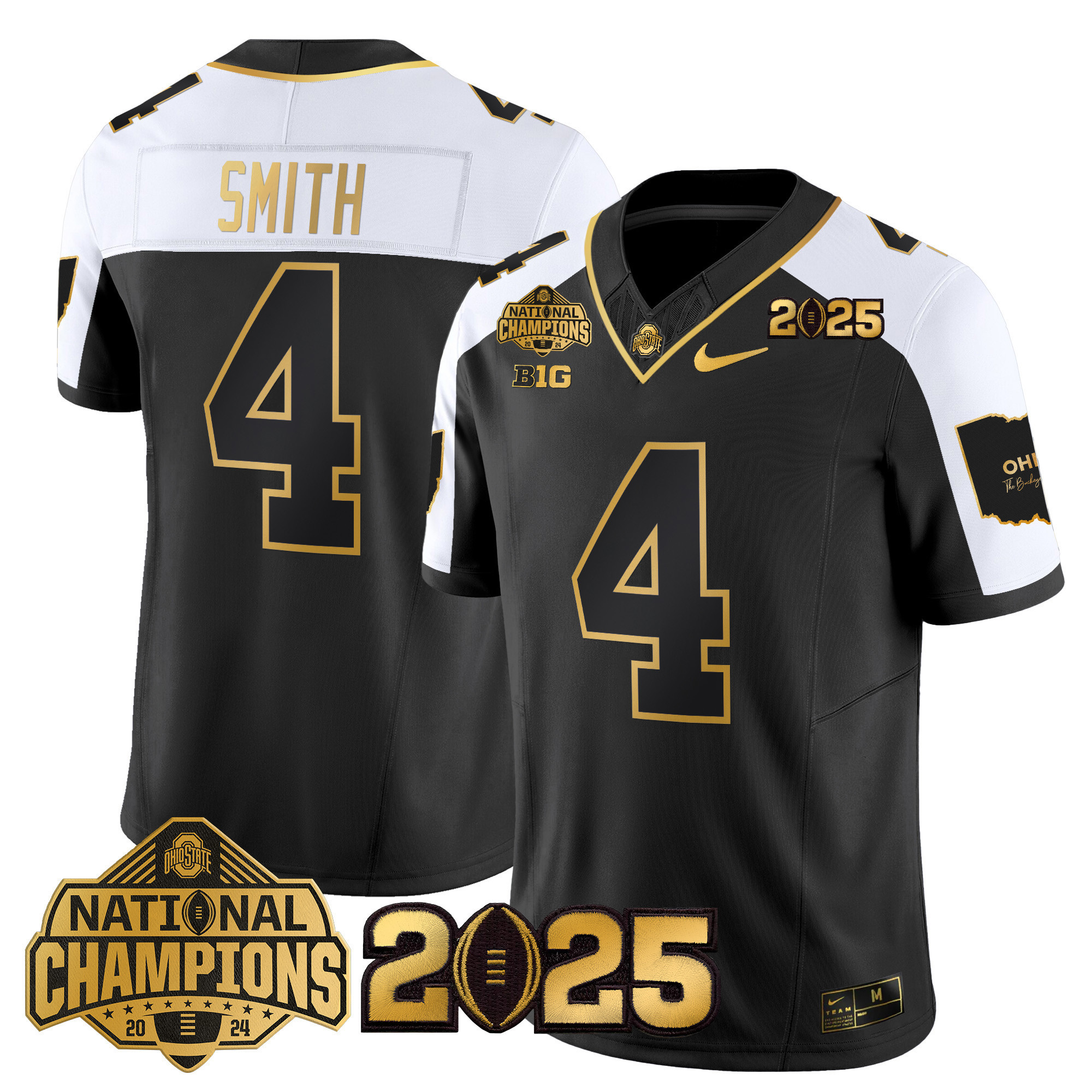 Men's Ohio State Buckeyes 'Heritage Stripe' National Champions Patch Gold Vapor Limited Jersey - All Stitched
