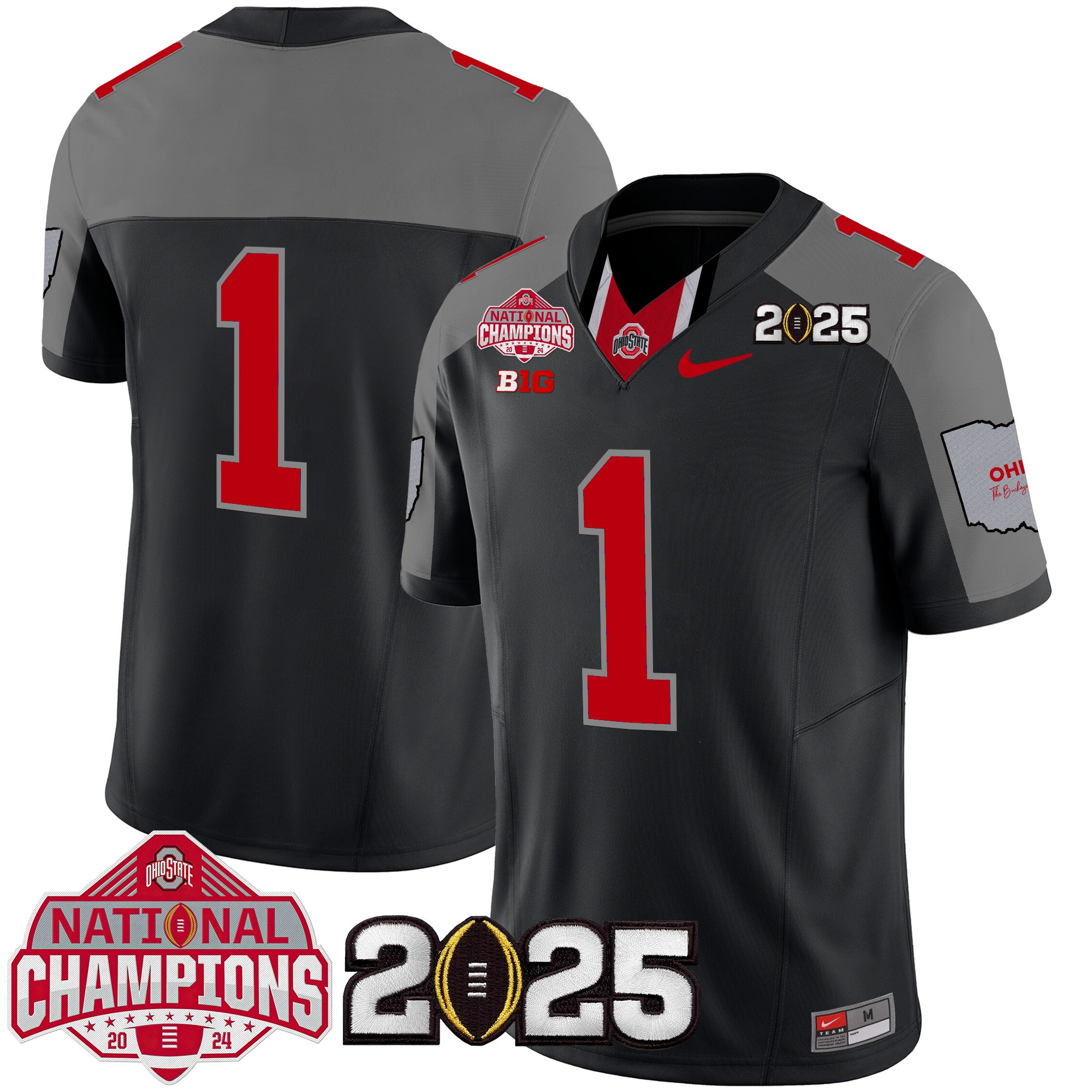 Men's Ohio State Buckeyes National Champions Patch Vapor Limited Jersey - All Stitched