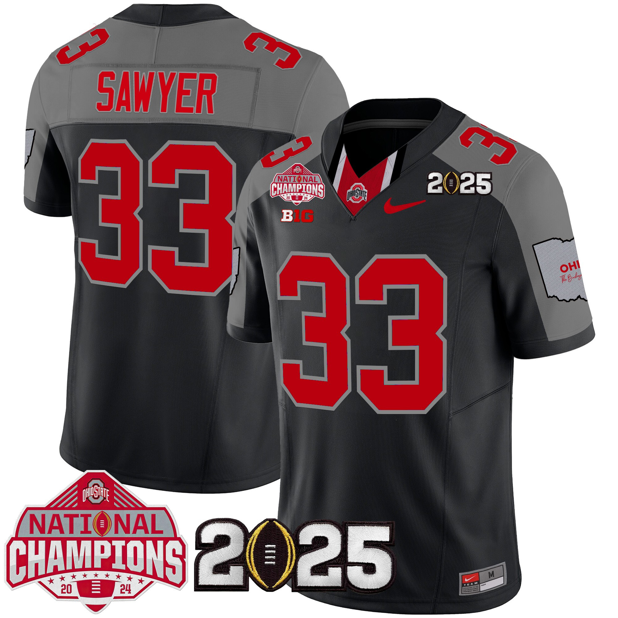 Men's Ohio State Buckeyes National Champions Patch Vapor Limited Jersey - All Stitched