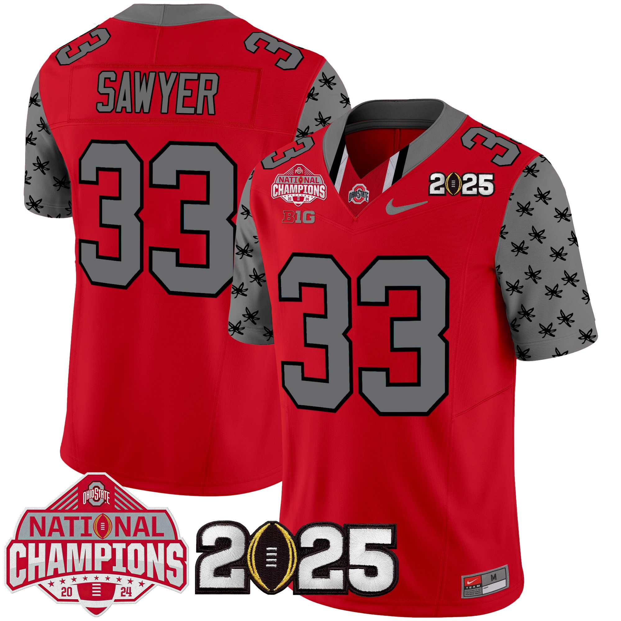Men's Ohio State Buckeyes National Champions Patch Vapor Limited Jersey - All Stitched