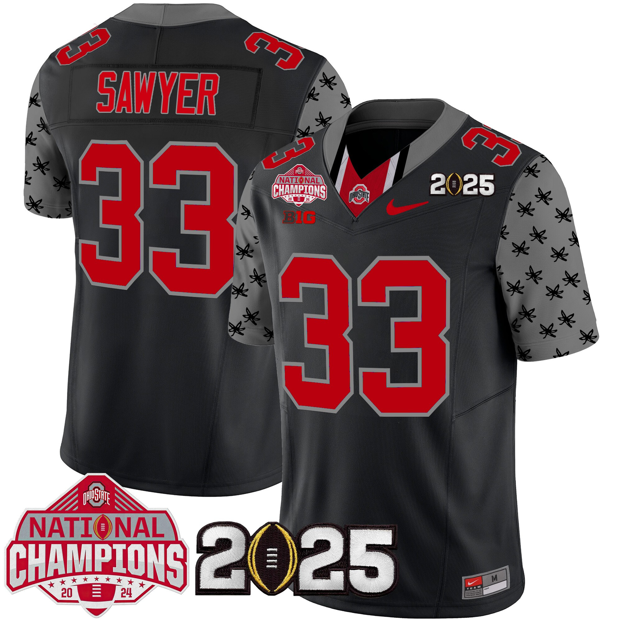 Men's Ohio State Buckeyes National Champions Patch Vapor Limited Jersey - All Stitched
