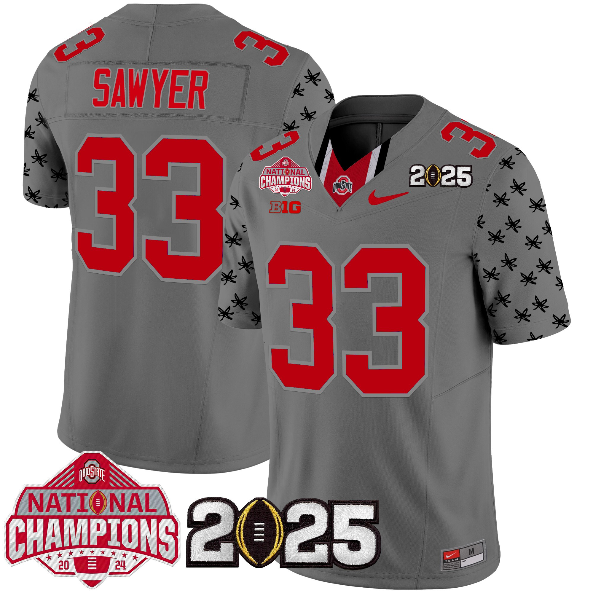 Men's Ohio State Buckeyes National Champions Patch Vapor Limited Jersey - All Stitched