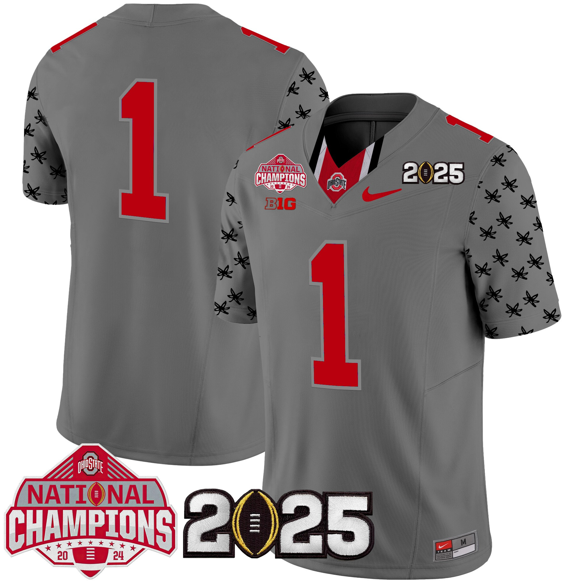 Men's Ohio State Buckeyes National Champions Patch Vapor Limited Jersey - All Stitched