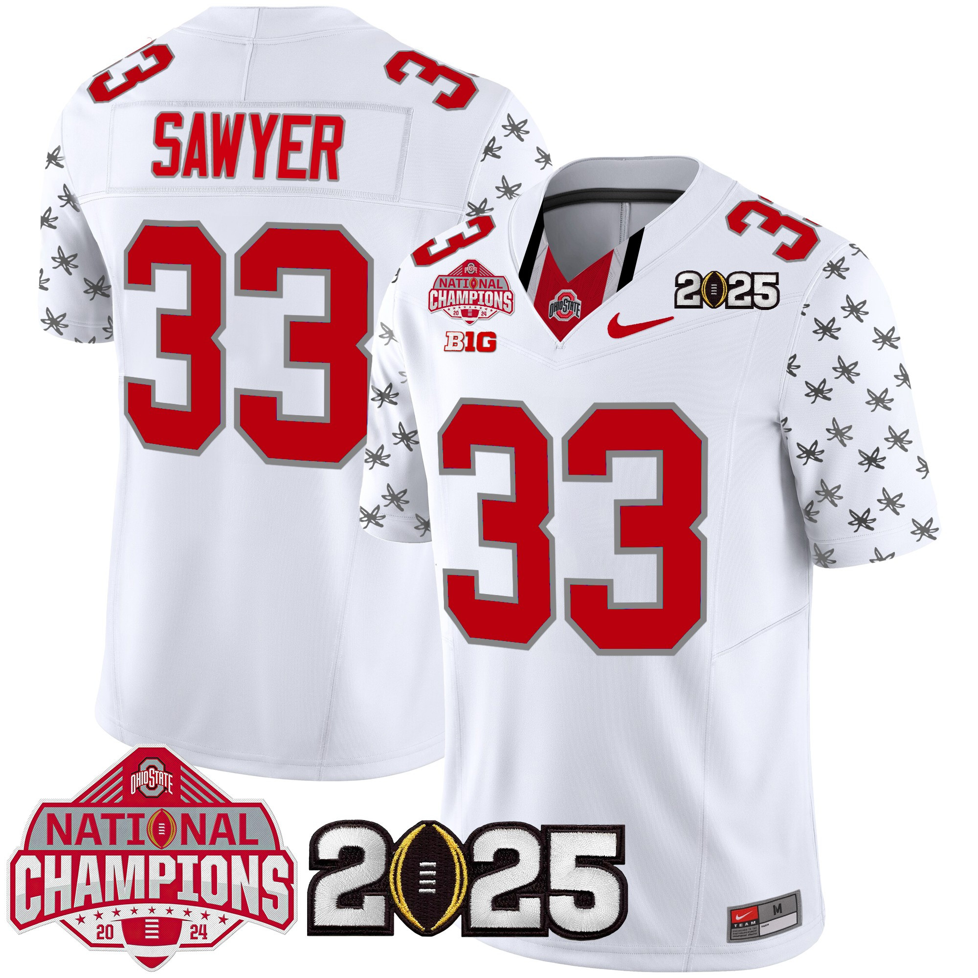 Men's Ohio State Buckeyes National Champions Patch Vapor Limited Jersey - All Stitched