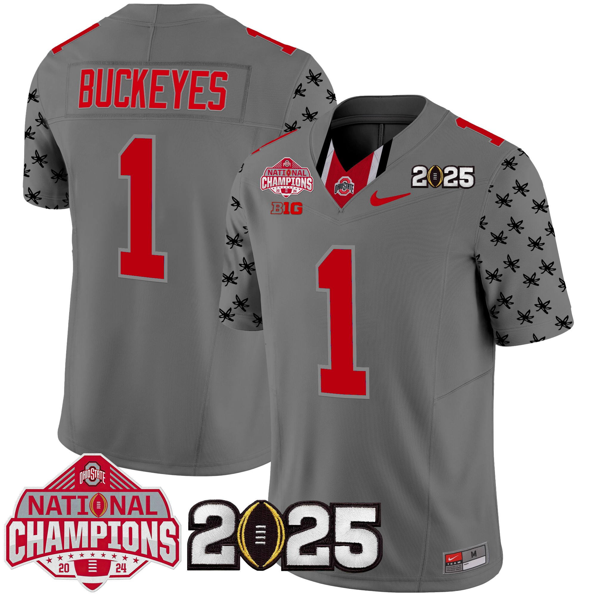 Men's Ohio State Buckeyes National Champions Patch Vapor Limited Jersey - All Stitched