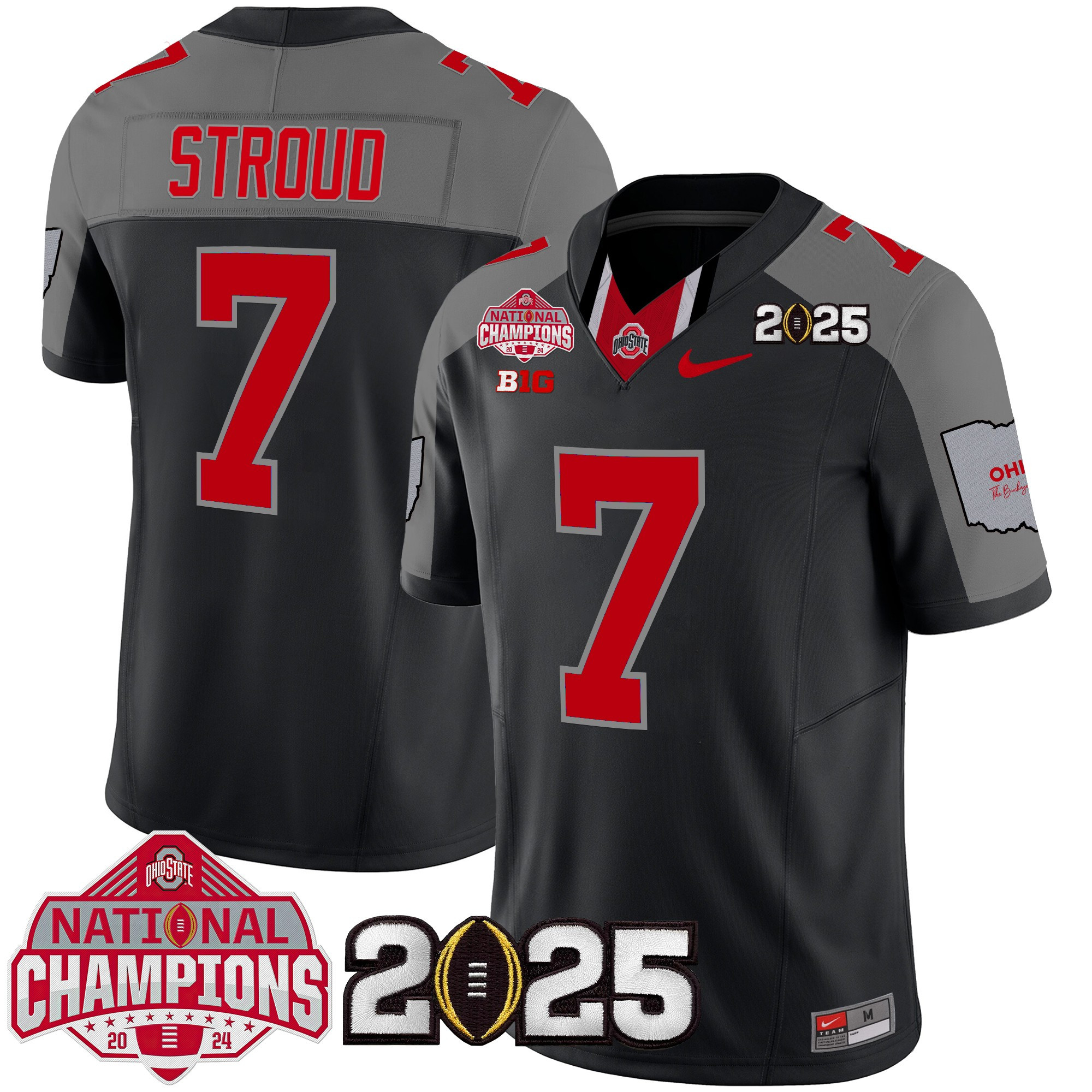 Men's Ohio State Buckeyes National Champions Patch Vapor Limited Jersey - All Stitched