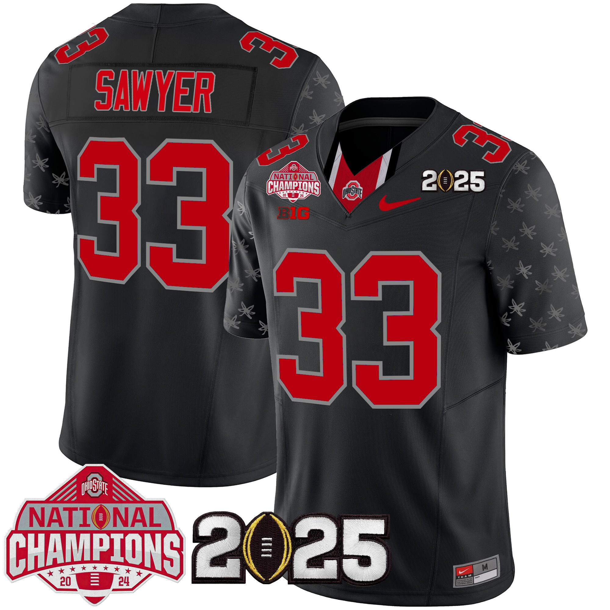 Men's Ohio State Buckeyes National Champions Patch Vapor Limited Jersey - All Stitched