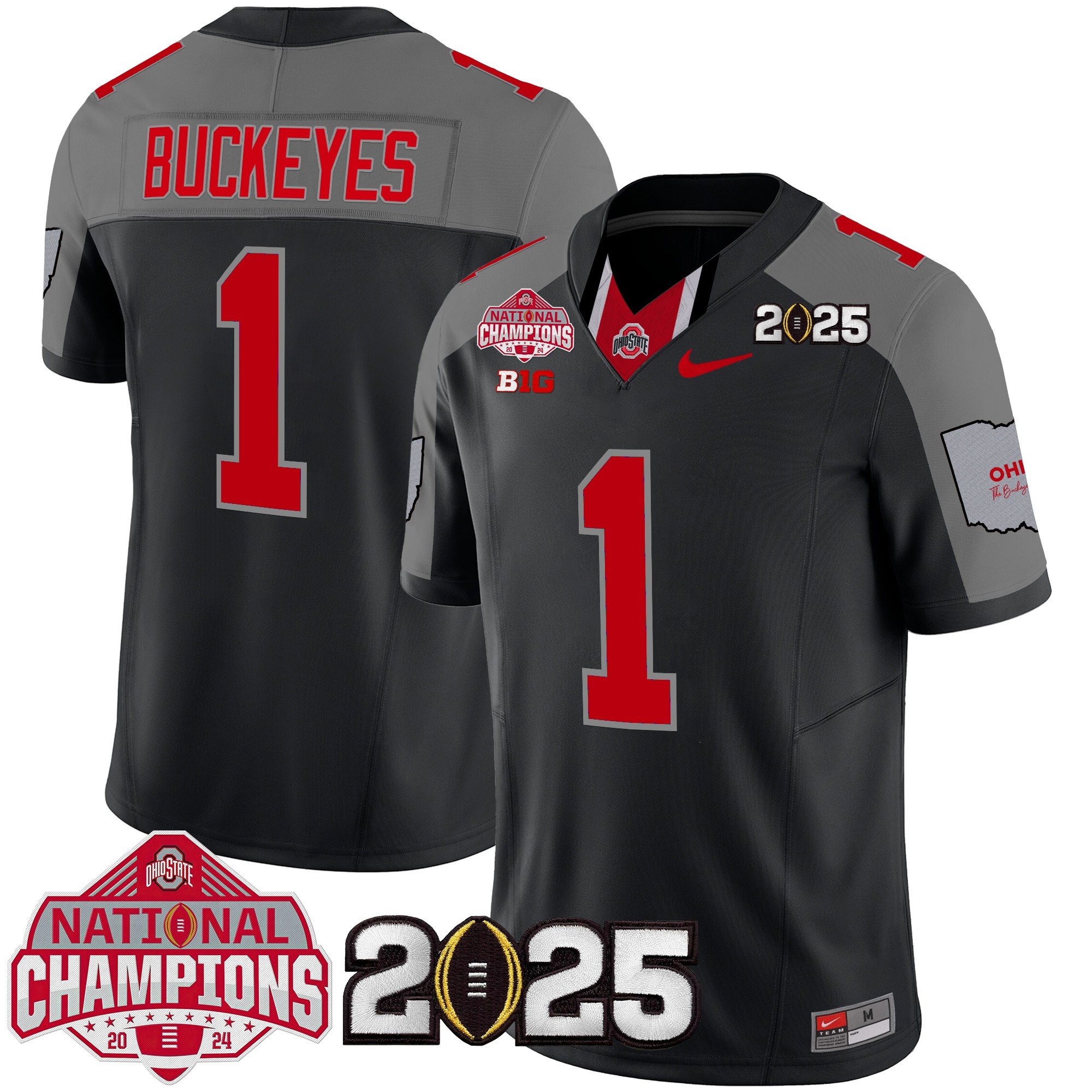 Men's Ohio State Buckeyes National Champions Patch Vapor Limited Jersey - All Stitched