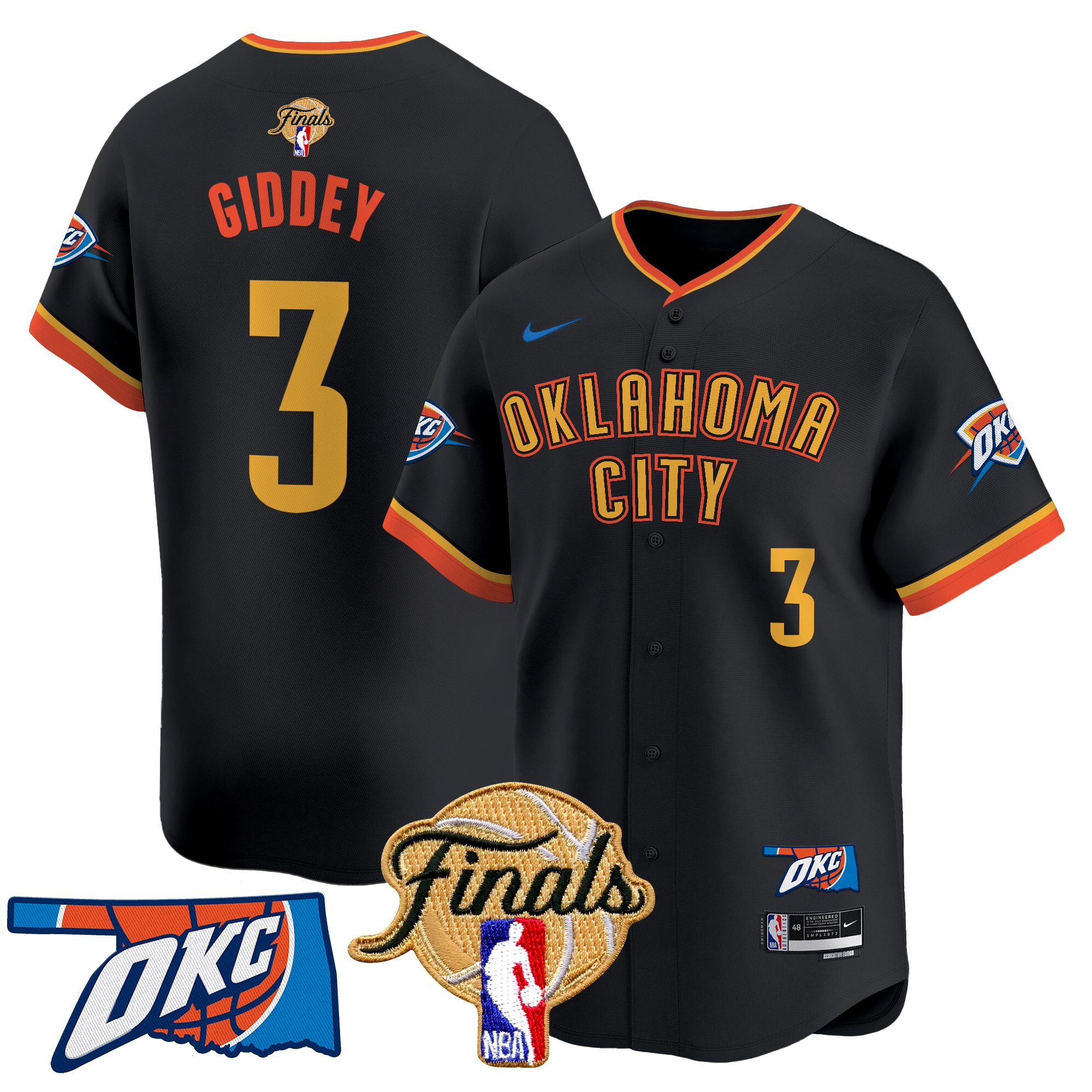 Men's Oklahoma City Thunder 2025 Finals Vapor Baseball Jersey - All Stitched