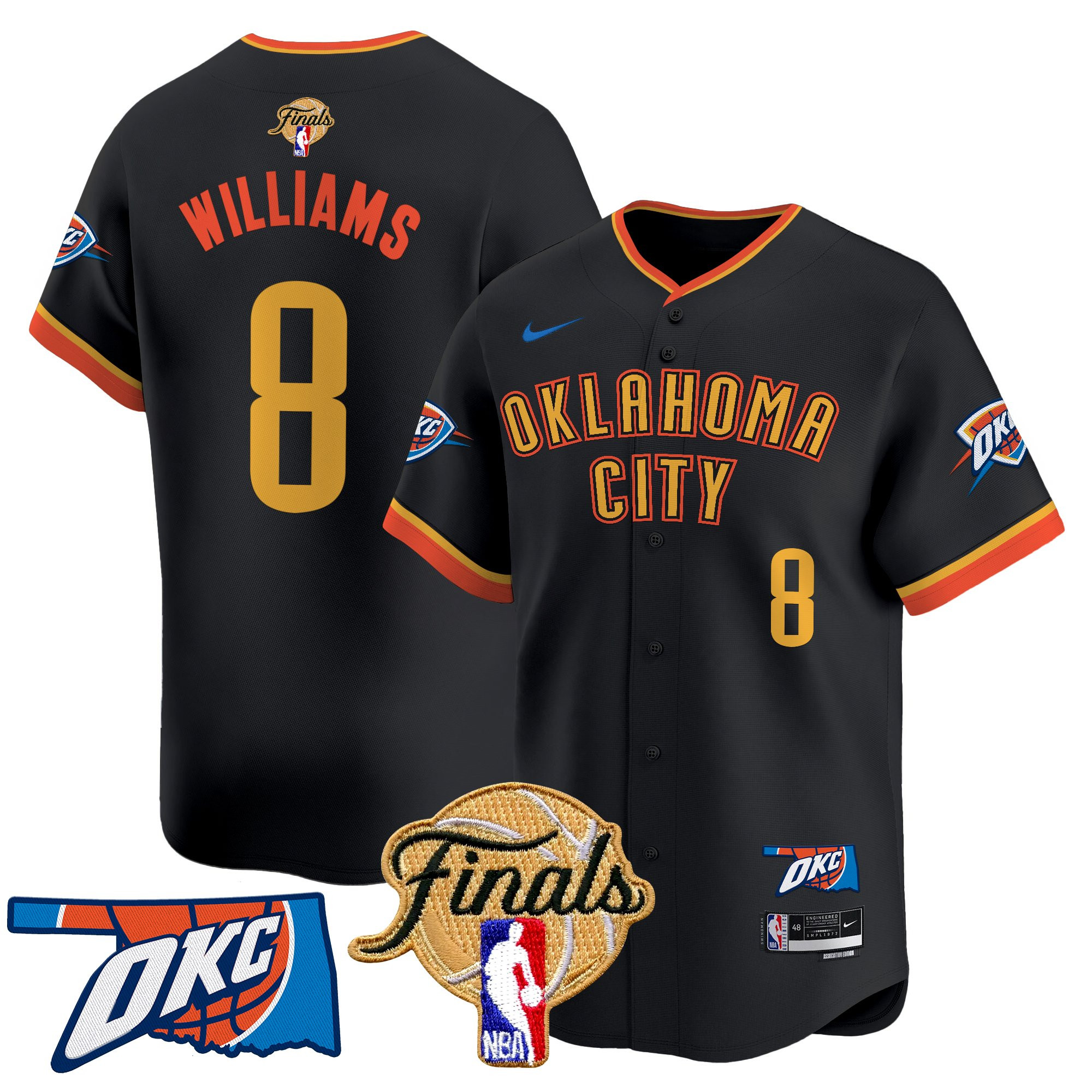 Men's Oklahoma City Thunder 2025 Finals Vapor Baseball Jersey - All Stitched