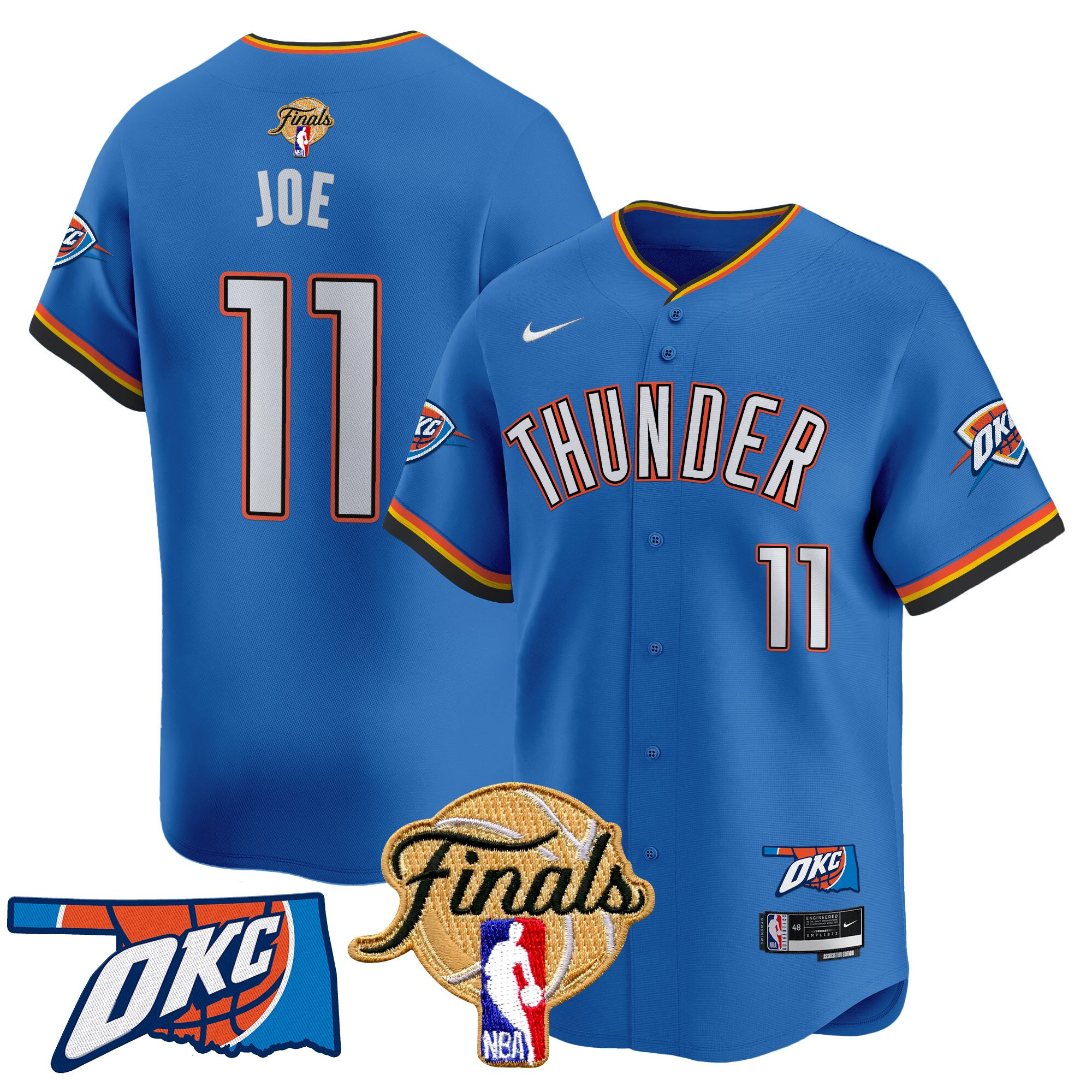 Men's Oklahoma City Thunder 2025 Finals Vapor Baseball Jersey - All Stitched