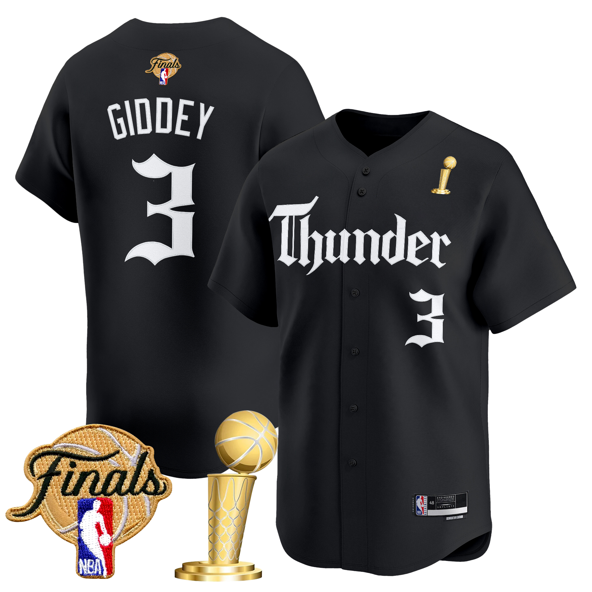 Men's Oklahoma City Thunder 'Gothic Storm Edition' 2025 Champions Vapor Baseball Jersey - All Stitched