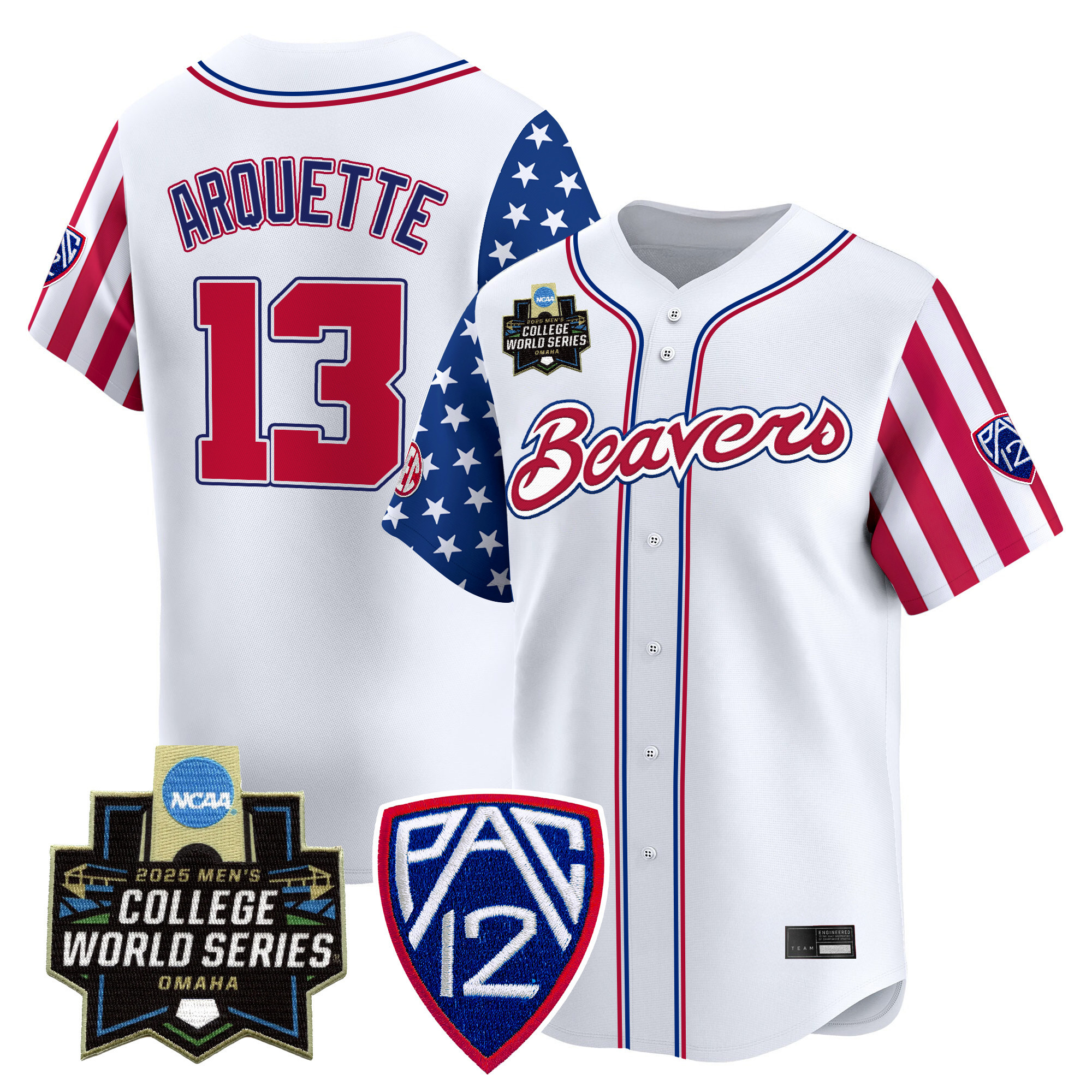 Men's Oregon State Beavers 2025 Independence Day Vapor Premier Limited Jersey - World Series Patch - All Stitched