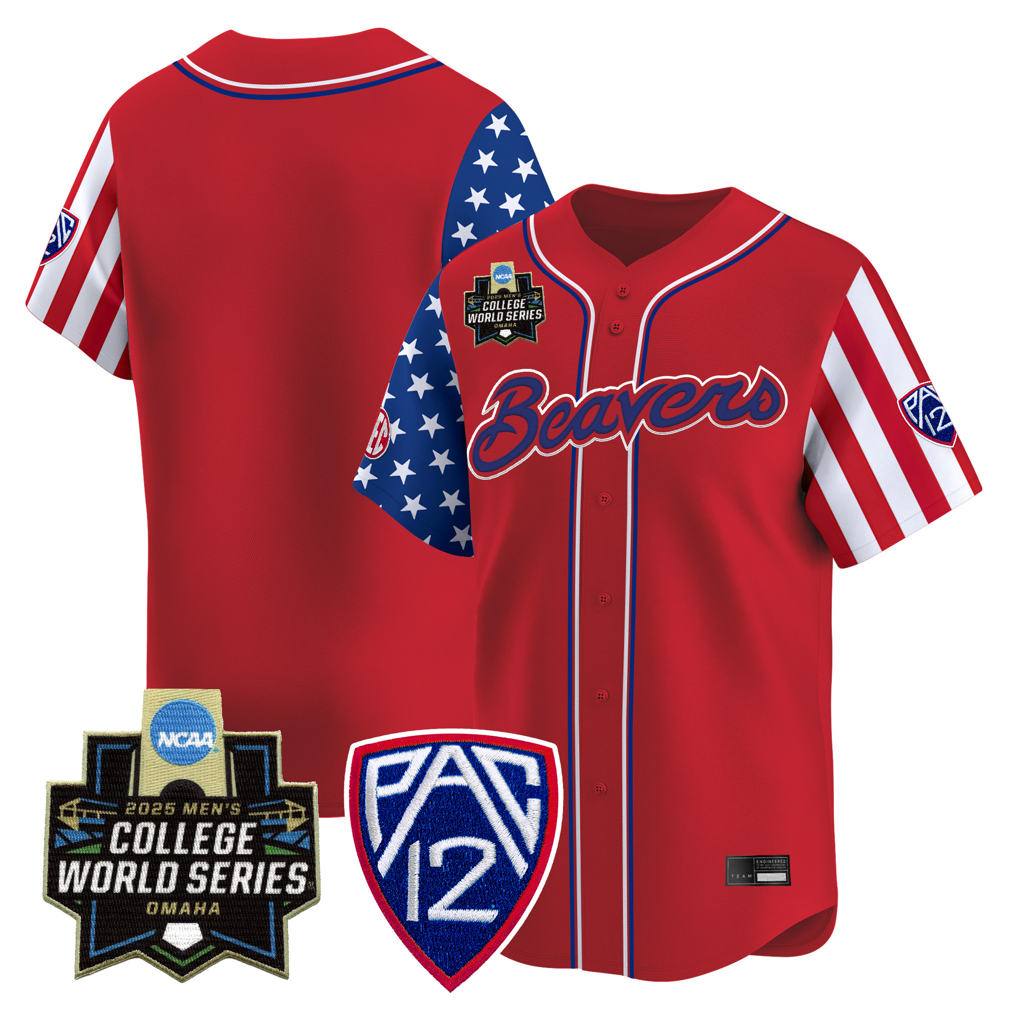 Men's Oregon State Beavers 2025 Independence Day Vapor Premier Limited Jersey - World Series Patch - All Stitched