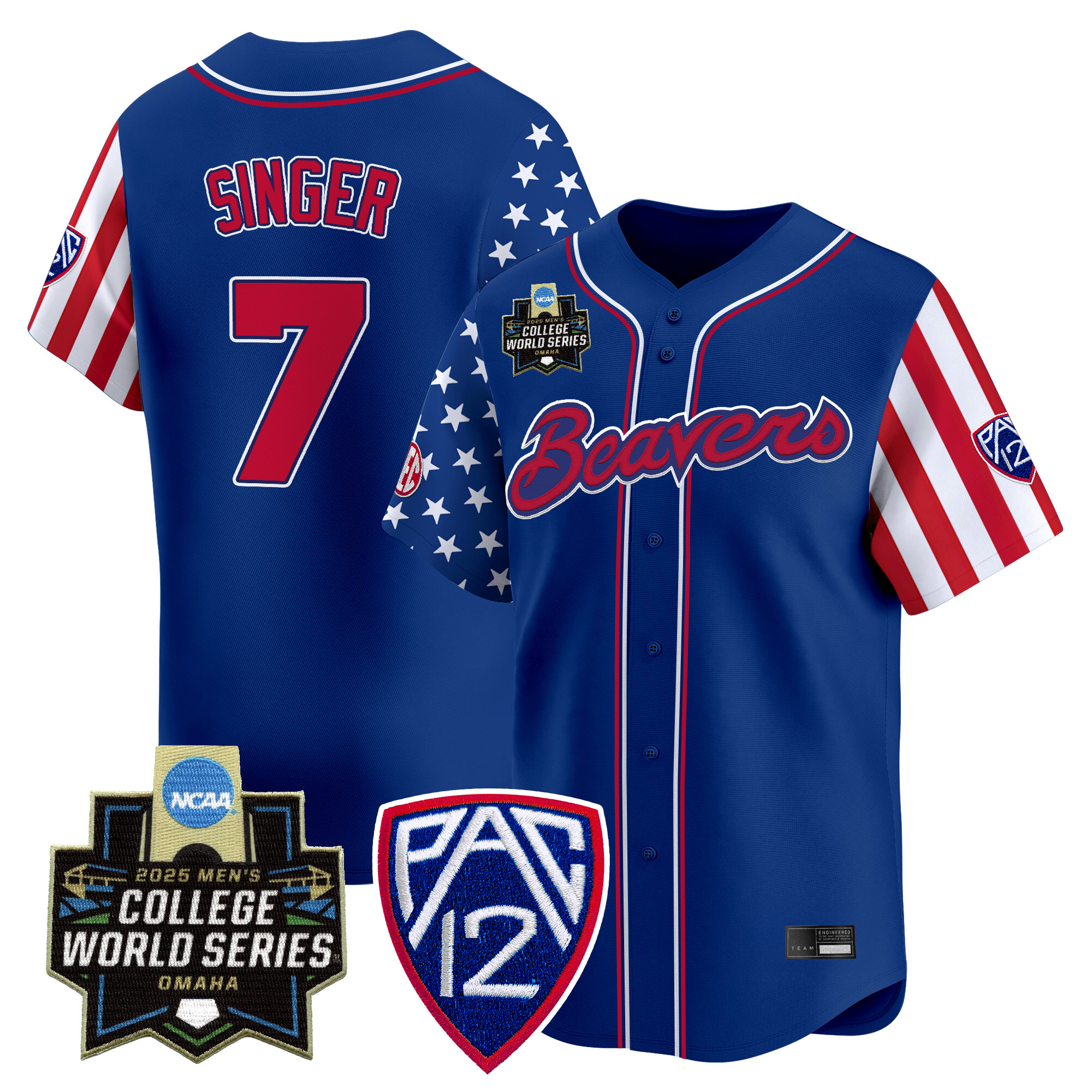 Men's Oregon State Beavers 2025 Independence Day Vapor Premier Limited Jersey - World Series Patch - All Stitched