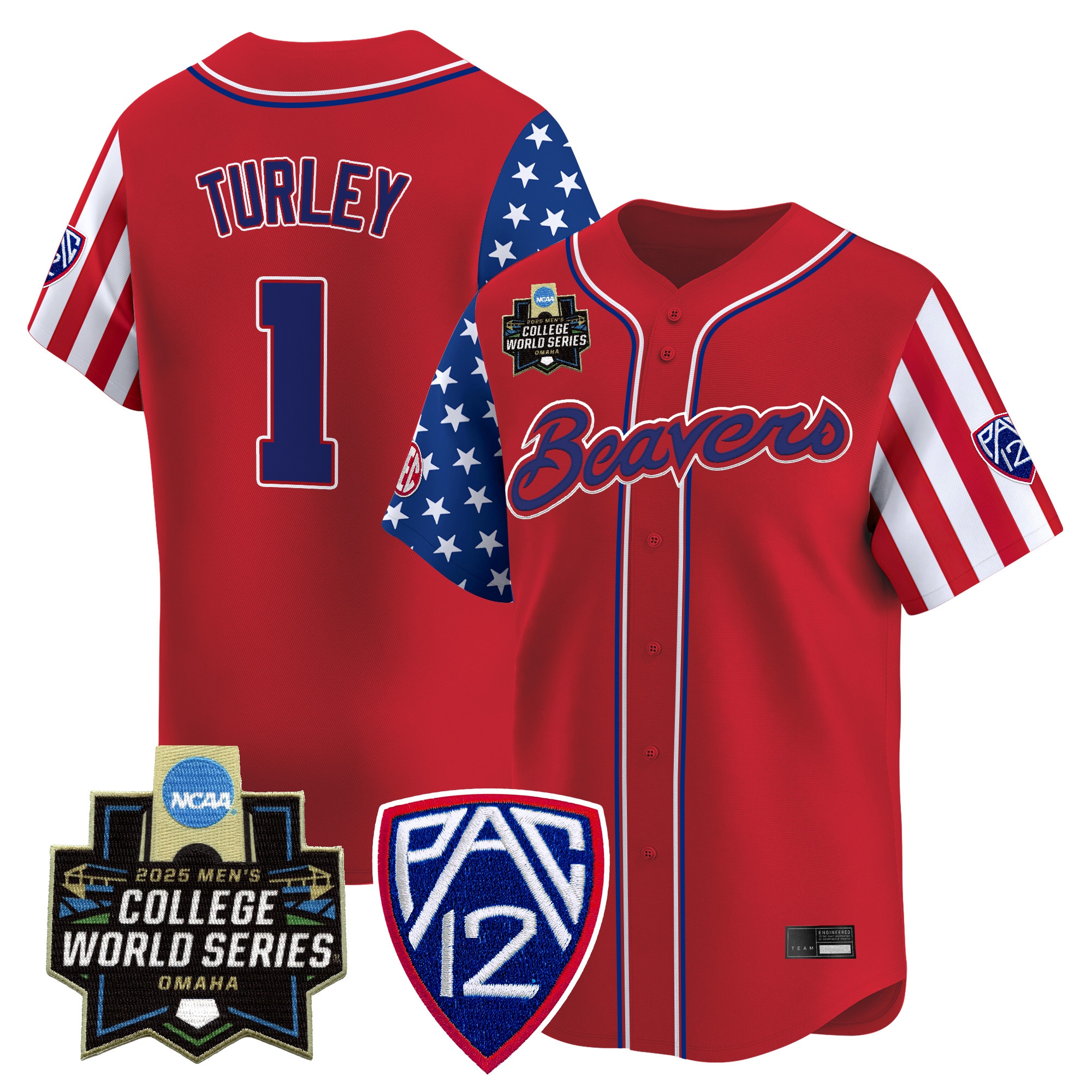 Men's Oregon State Beavers 2025 Independence Day Vapor Premier Limited Jersey - World Series Patch - All Stitched