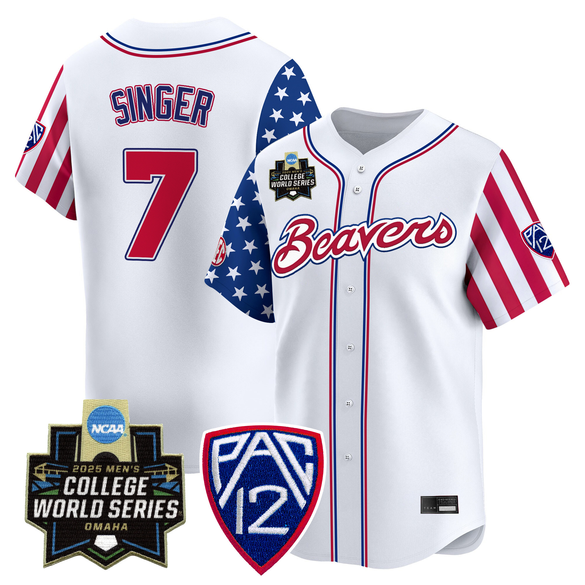 Men's Oregon State Beavers 2025 Independence Day Vapor Premier Limited Jersey - World Series Patch - All Stitched