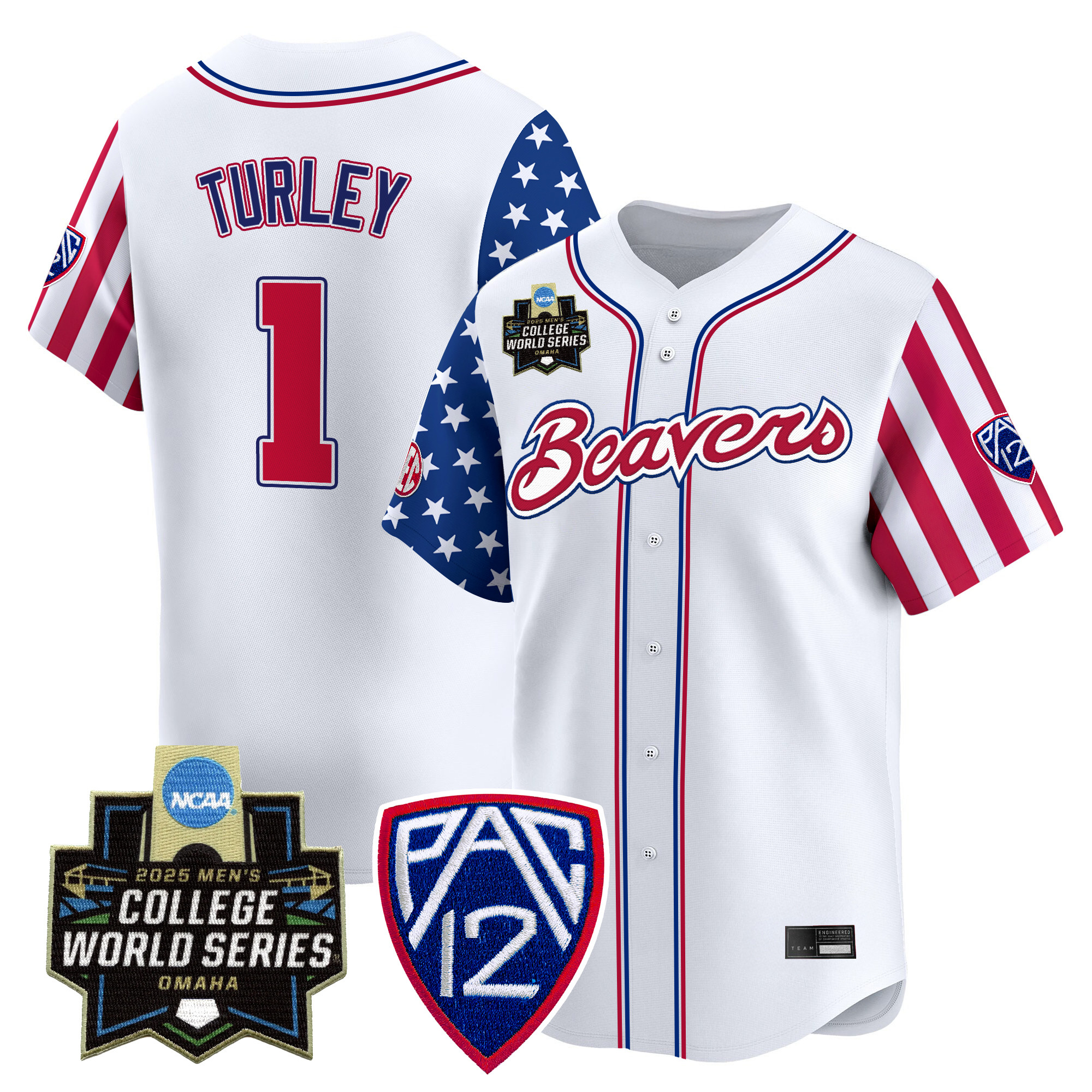 Men's Oregon State Beavers 2025 Independence Day Vapor Premier Limited Jersey - World Series Patch - All Stitched
