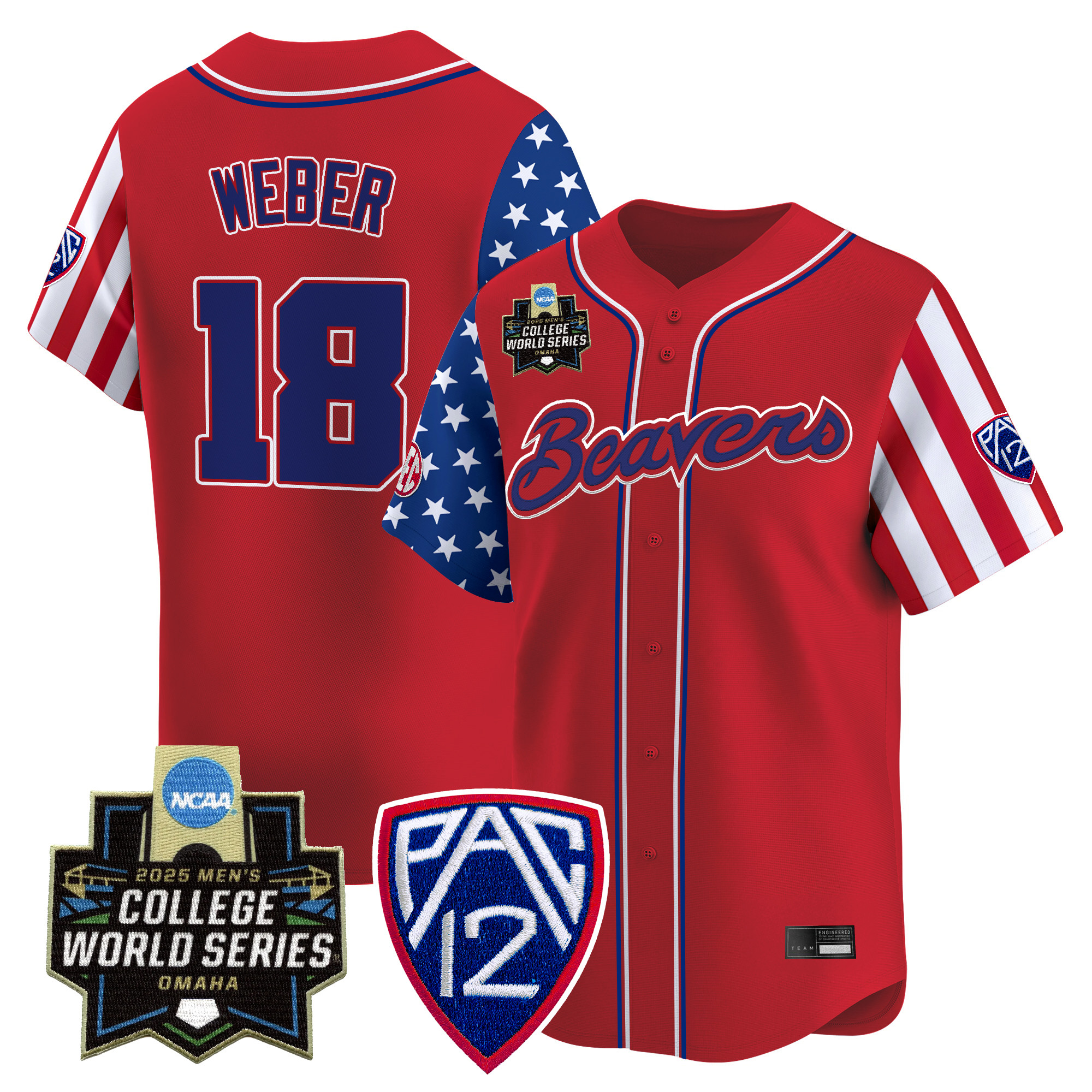 Men's Oregon State Beavers 2025 Independence Day Vapor Premier Limited Jersey - World Series Patch - All Stitched