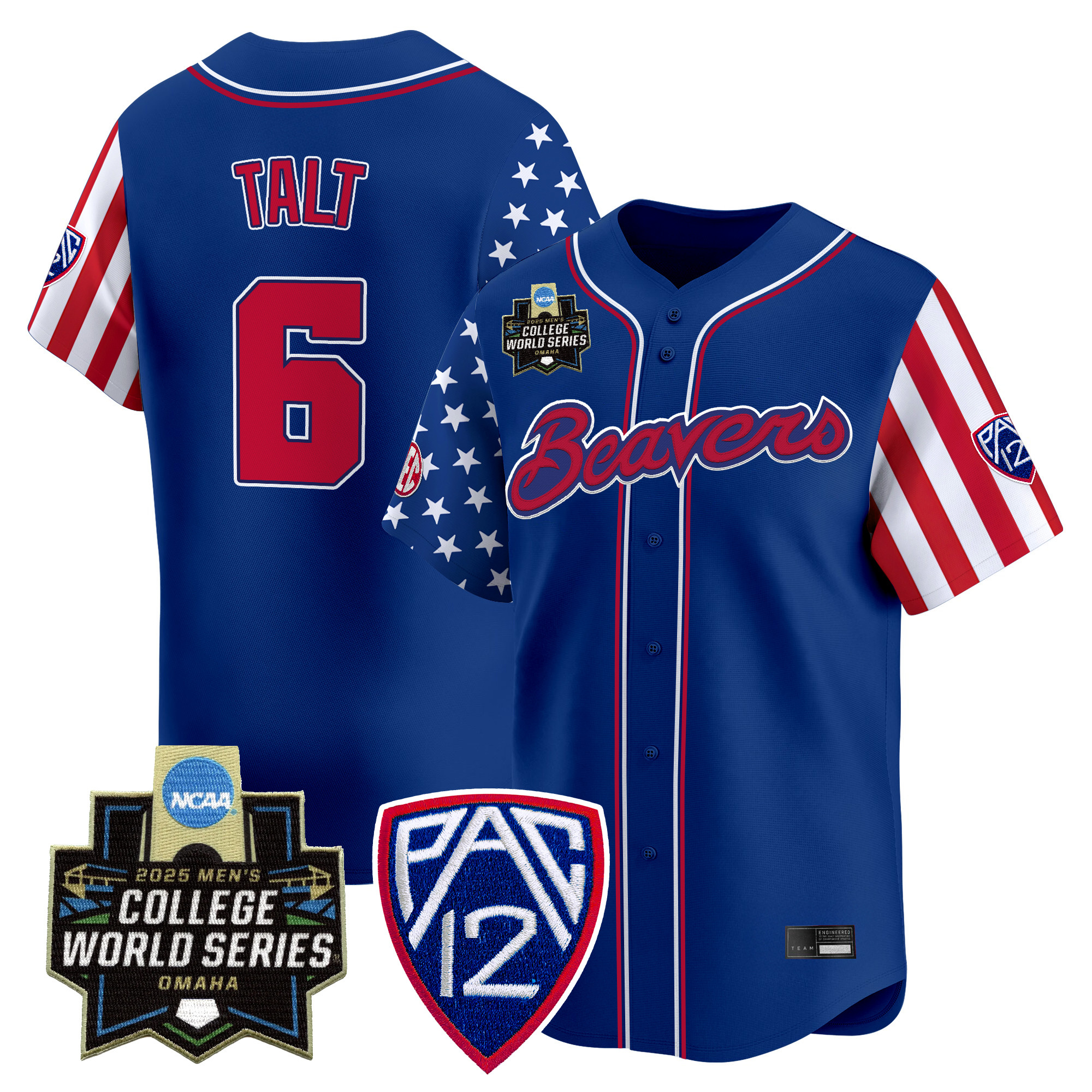 Men's Oregon State Beavers 2025 Independence Day Vapor Premier Limited Jersey - World Series Patch - All Stitched