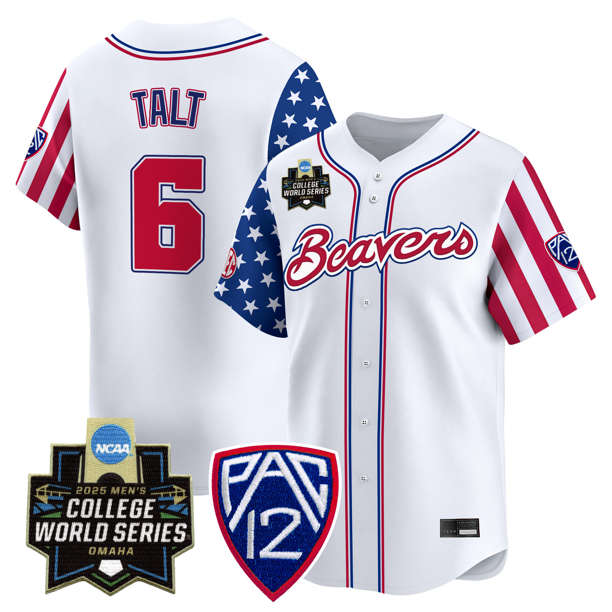 Men's Oregon State Beavers 2025 Independence Day Vapor Premier Limited Jersey - World Series Patch - All Stitched