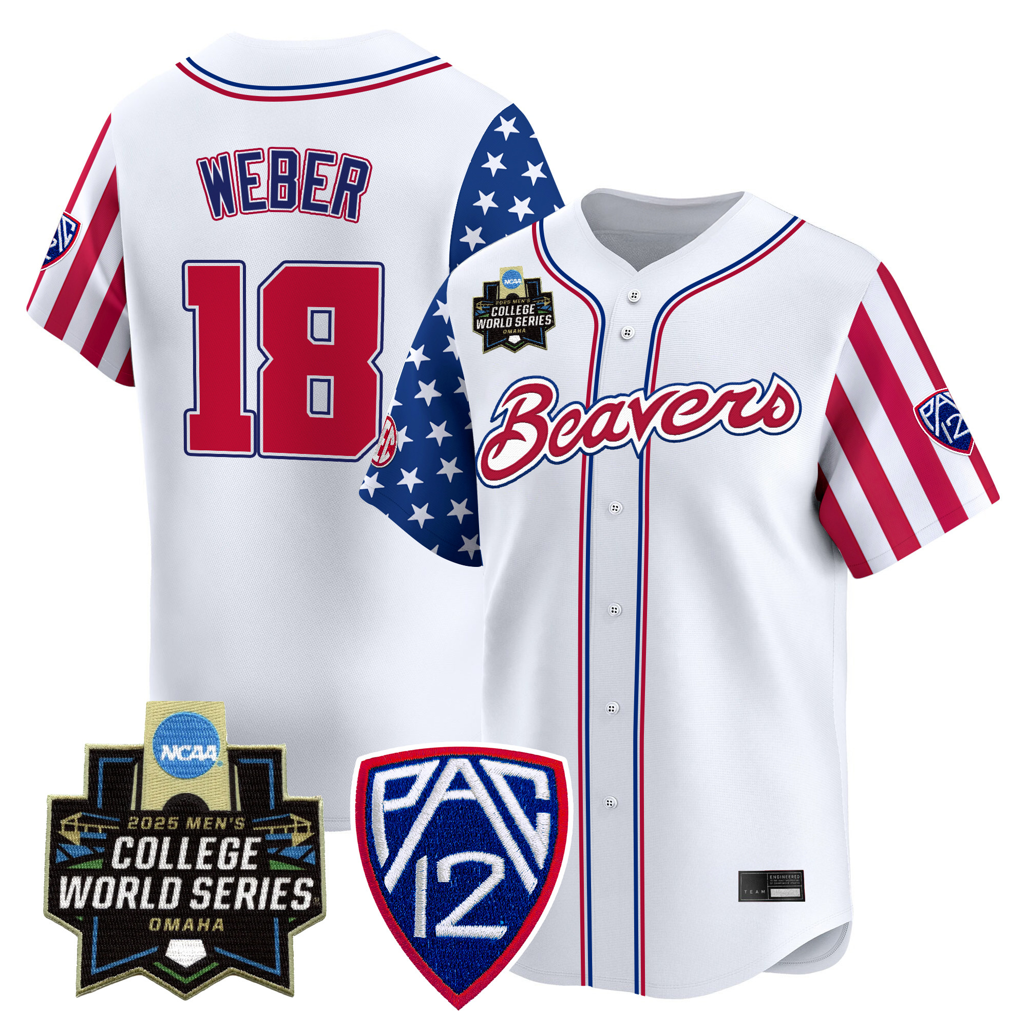 Men's Oregon State Beavers 2025 Independence Day Vapor Premier Limited Jersey - World Series Patch - All Stitched