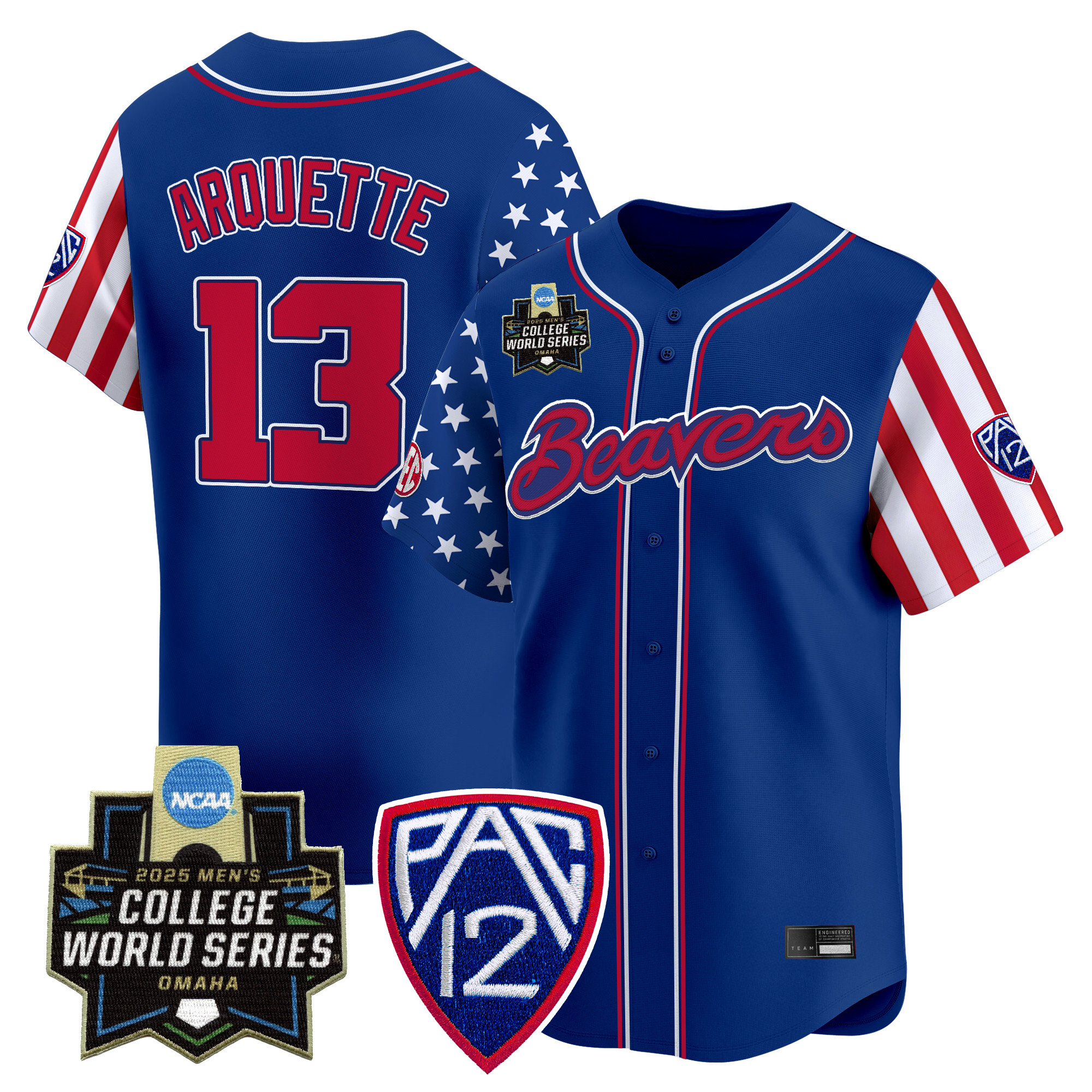 Men's Oregon State Beavers 2025 Independence Day Vapor Premier Limited Jersey - World Series Patch - All Stitched