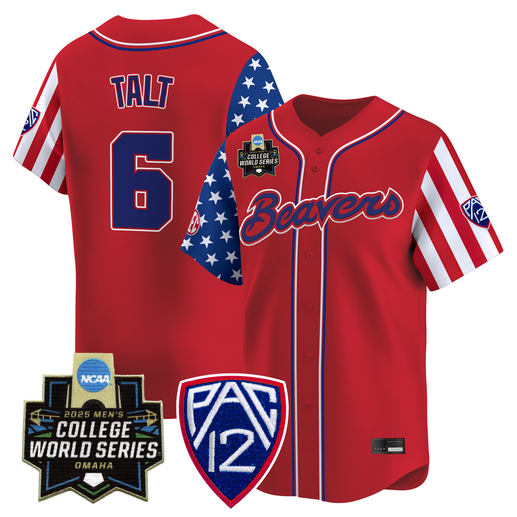 Men's Oregon State Beavers 2025 Independence Day Vapor Premier Limited Jersey - World Series Patch - All Stitched