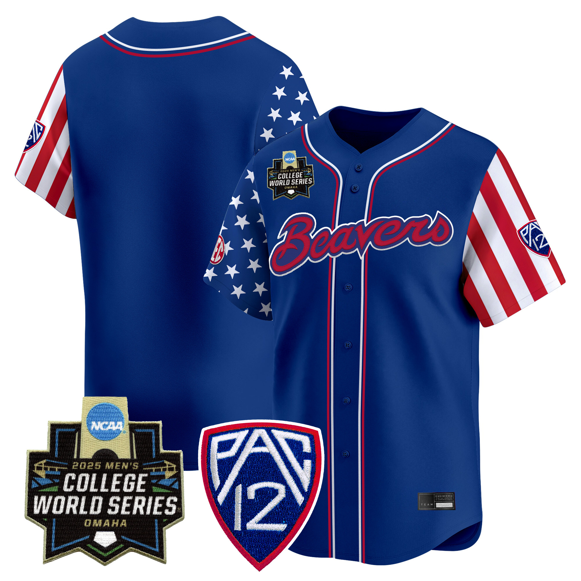 Men's Oregon State Beavers 2025 Independence Day Vapor Premier Limited Jersey - World Series Patch - All Stitched