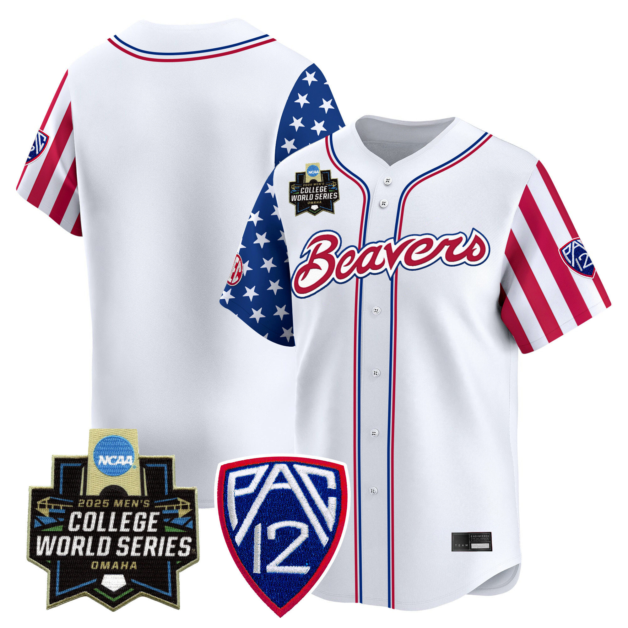 Men's Oregon State Beavers 2025 Independence Day Vapor Premier Limited Jersey - World Series Patch - All Stitched